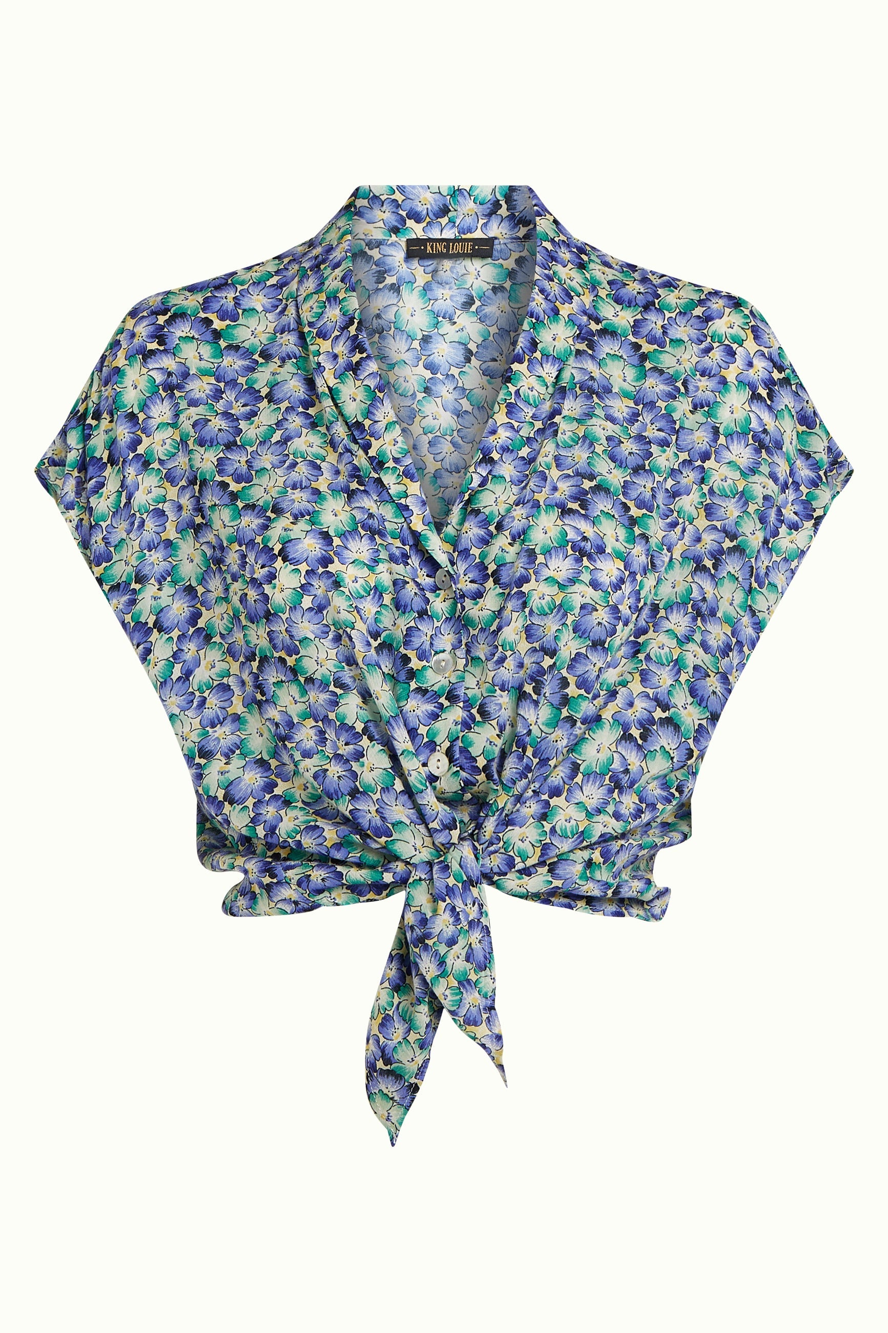 King Louie Bluse "Keeva" blau/grün geblümt