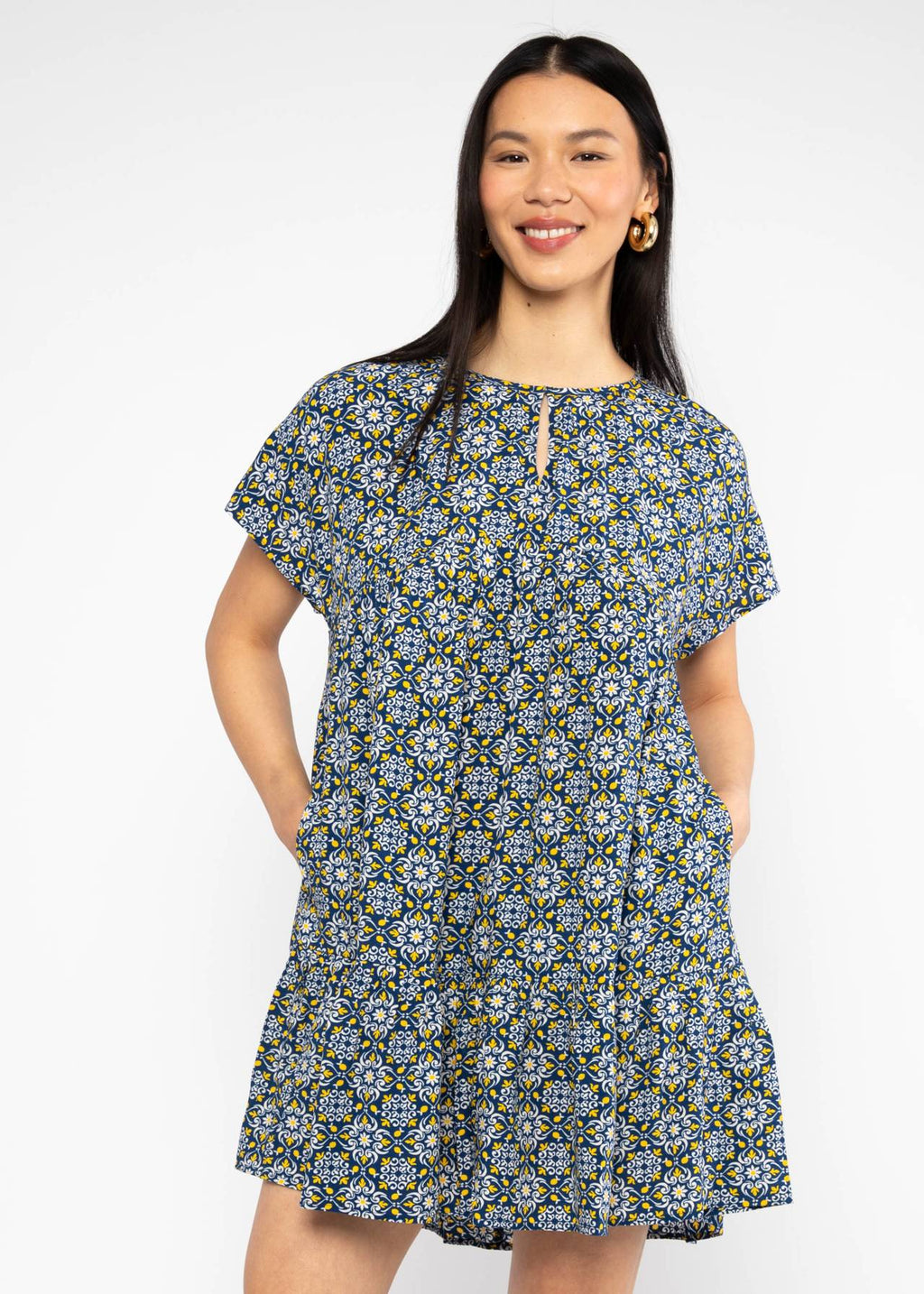 Blutsgeschwister Kleid "Seeds of Love" blau/gelb gemustert
