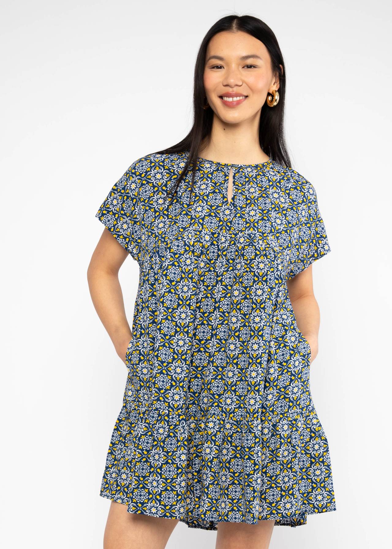 Blutsgeschwister Kleid "Seeds of Love" blau/gelb gemustert