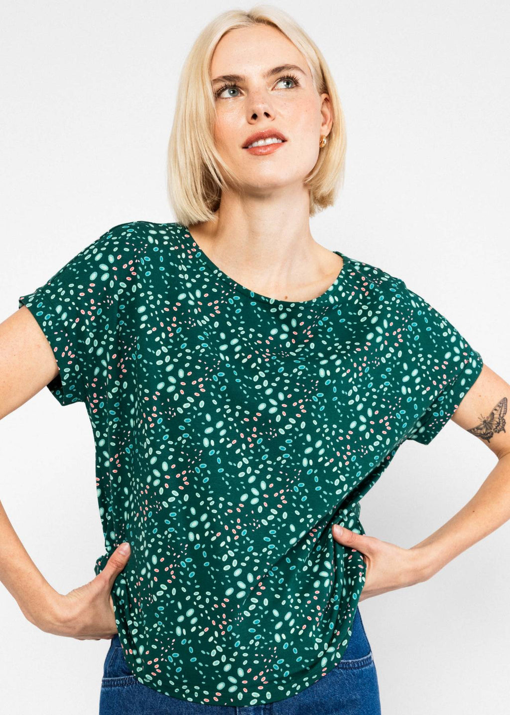 Blutsgeschwister Shirt "Glow and Grow" grün/gemustert