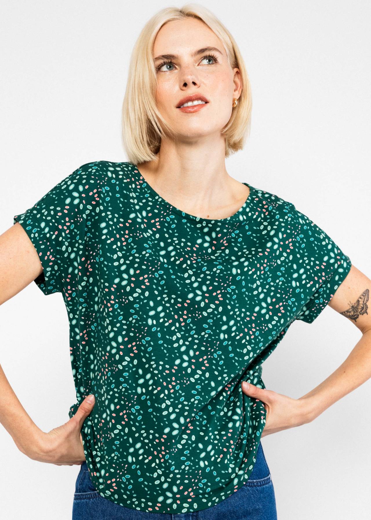 Blutsgeschwister Shirt "Glow and Grow" grün/gemustert