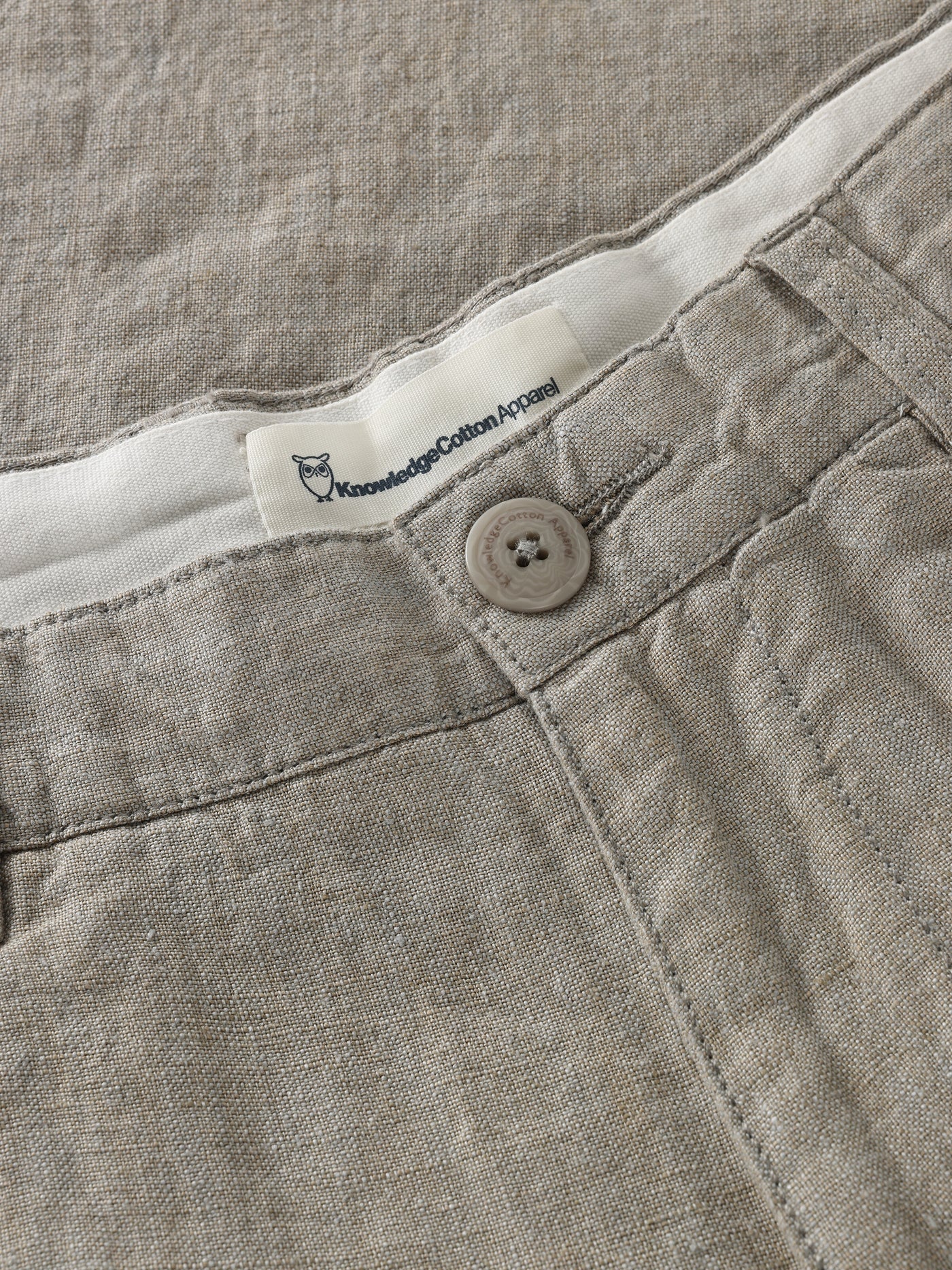 Knowledge Cotton Hose aus Leinen grau/beige
