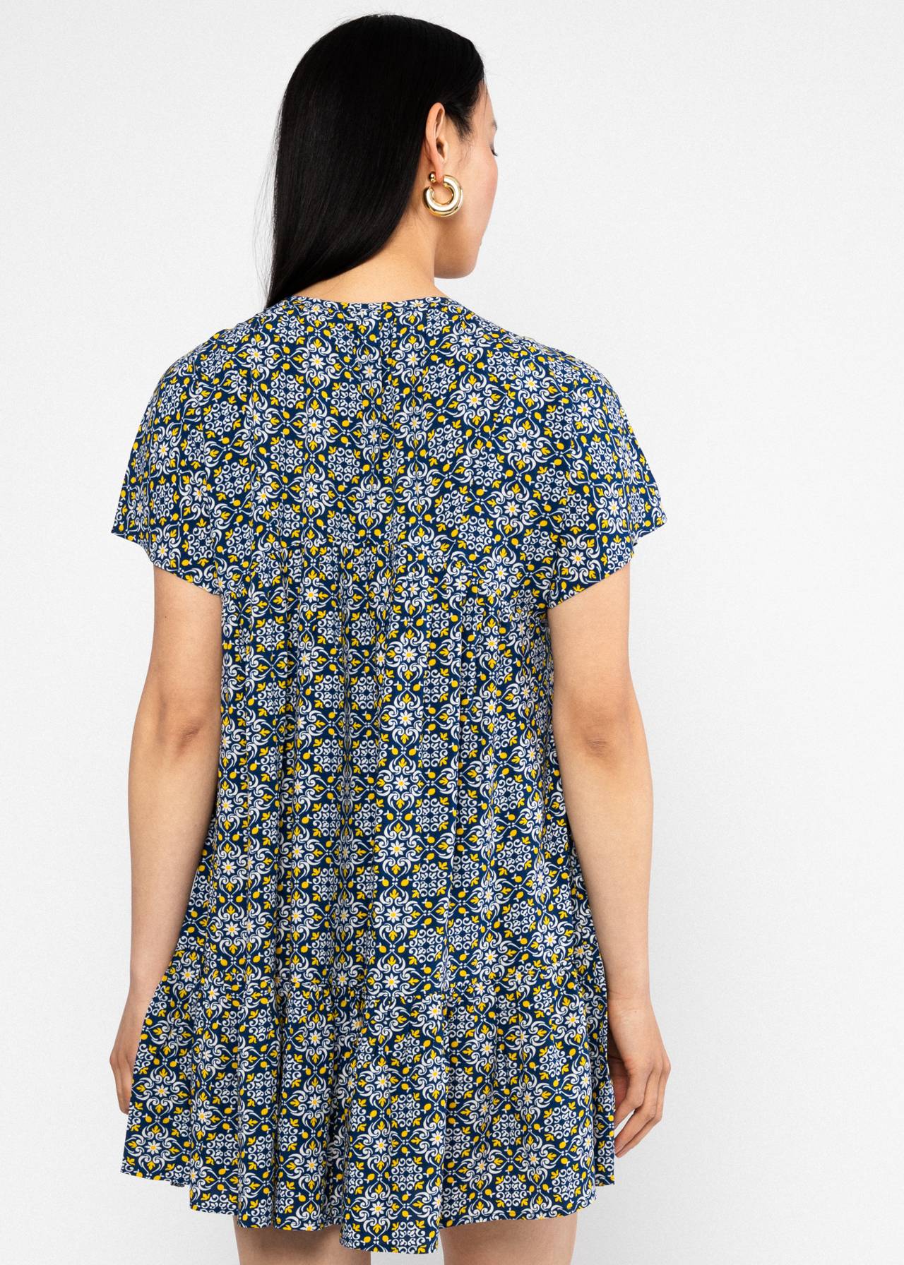 Blutsgeschwister Kleid "Seeds of Love" blau/gelb gemustert
