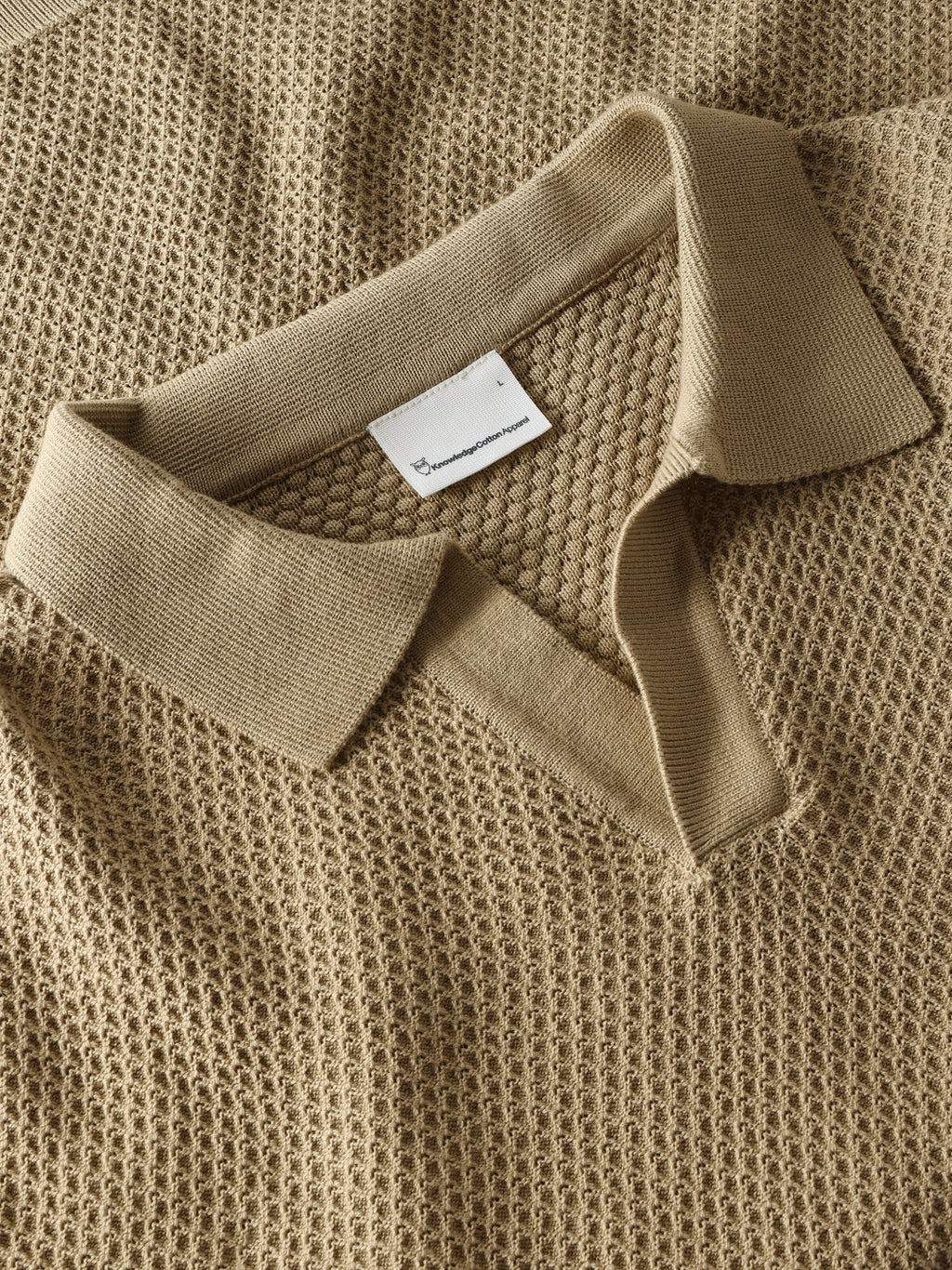 Knowledge Cotton Polo-Shirt aus Strick beige