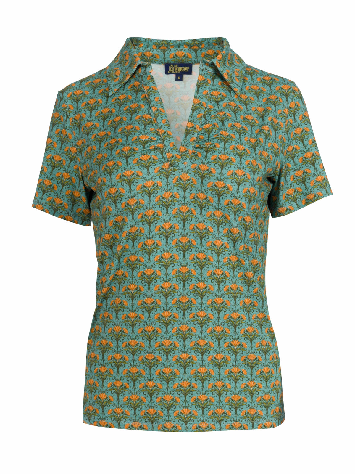 Lalamour Shirt "Suzy" grün/gelb geblümt