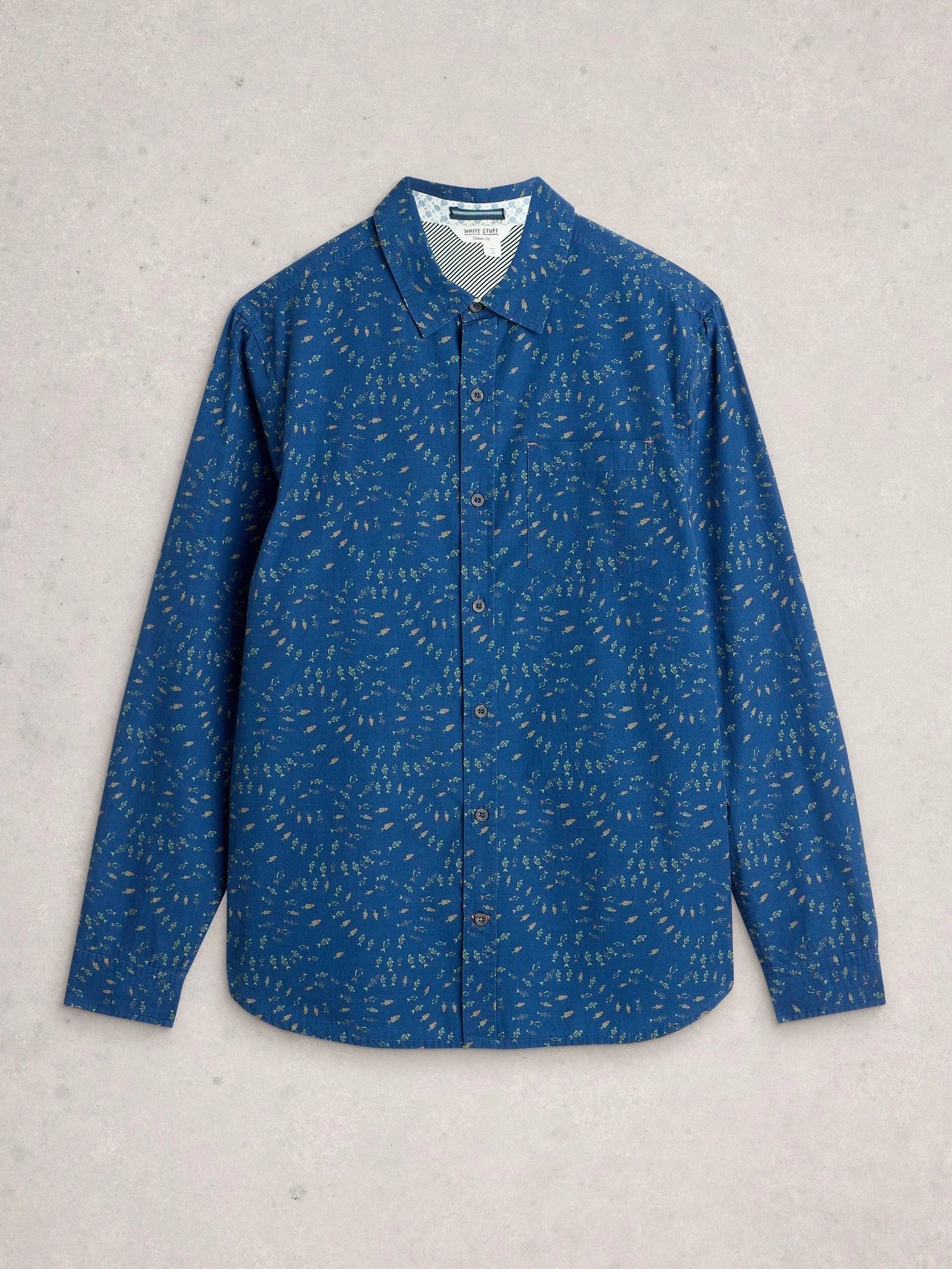 White Stuff Hemd langarm blau/ Fische