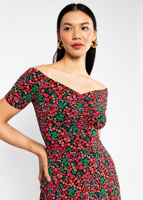 Blutsgeschwister Kleid "La Vita è Bella" rot/geblümt