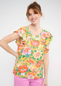 Blutsgeschwister Shirt "Lovebird's Wings" gelb/orange geblümt