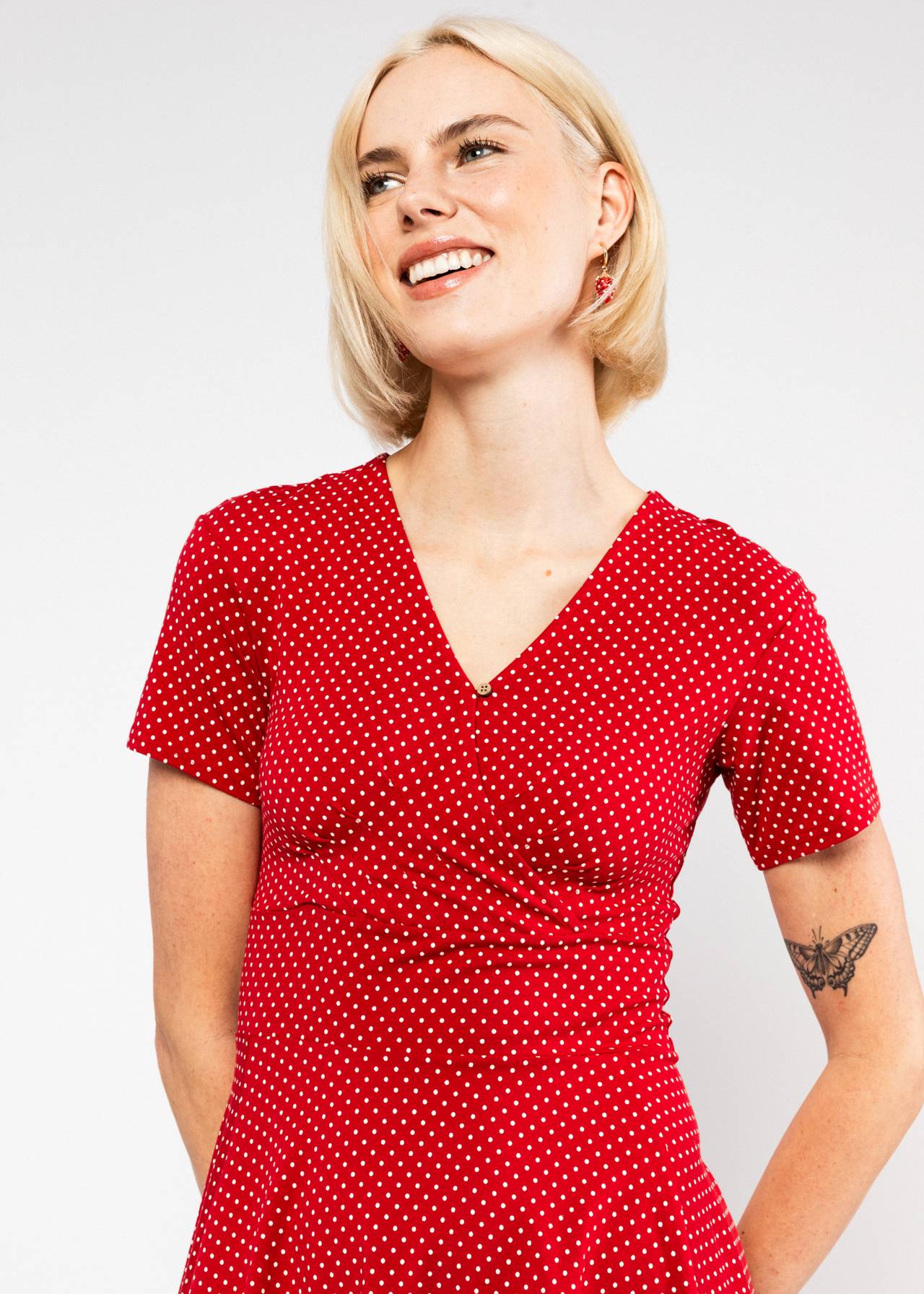 Blutsgeschwister Kleid "Shalala Tralala Spring " rot/weiß Punkte