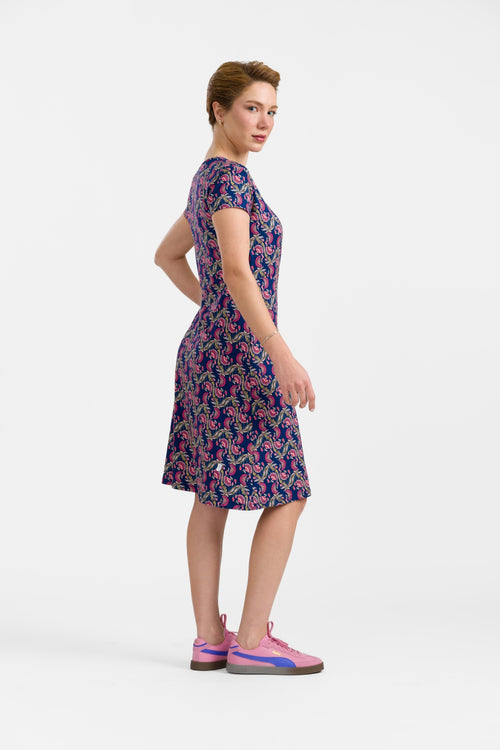 Lalamour Kleid "Crissy Cross" blau/pink gemustert