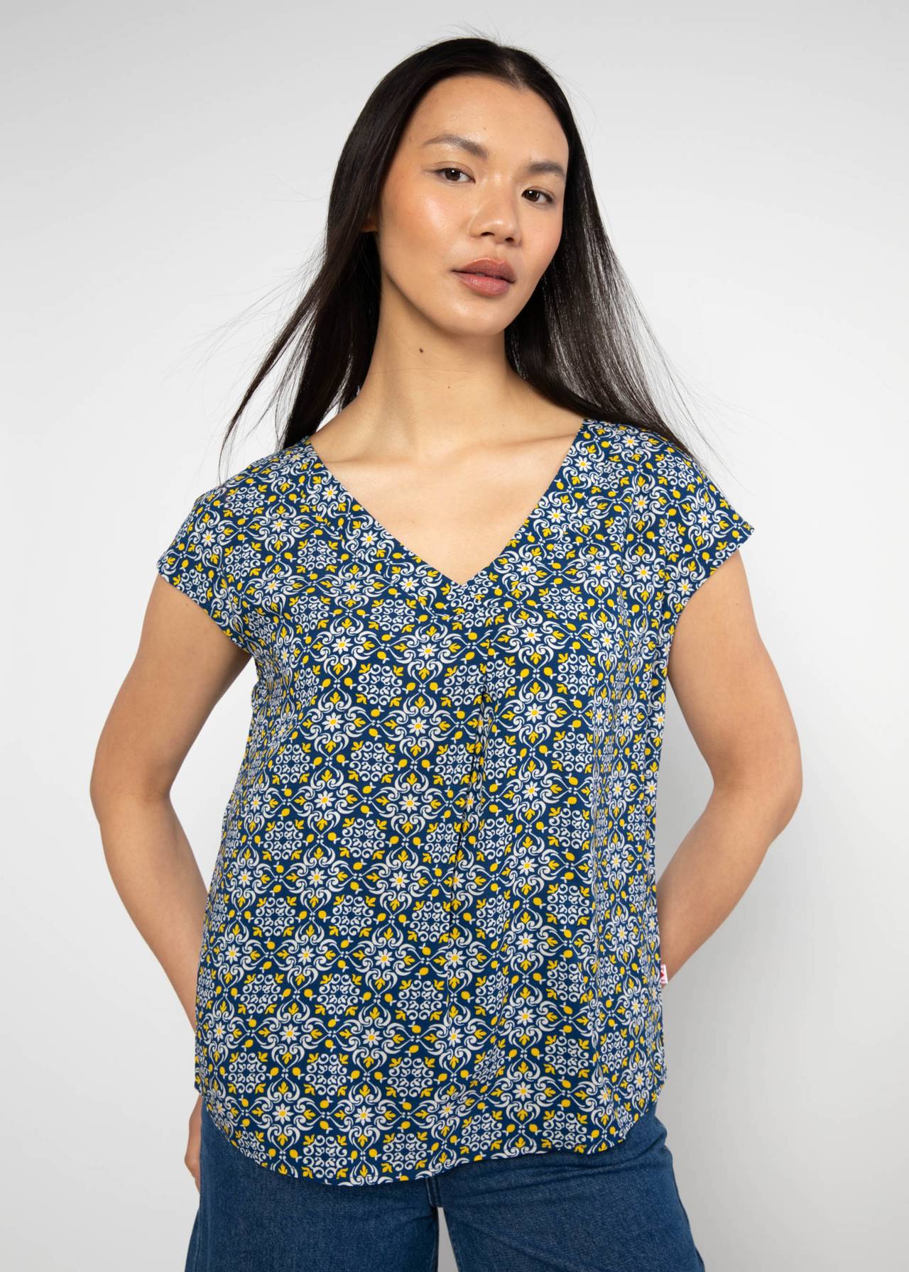 Blutsgeschwister Shirt "Liberty Maniac" blau/gemustert