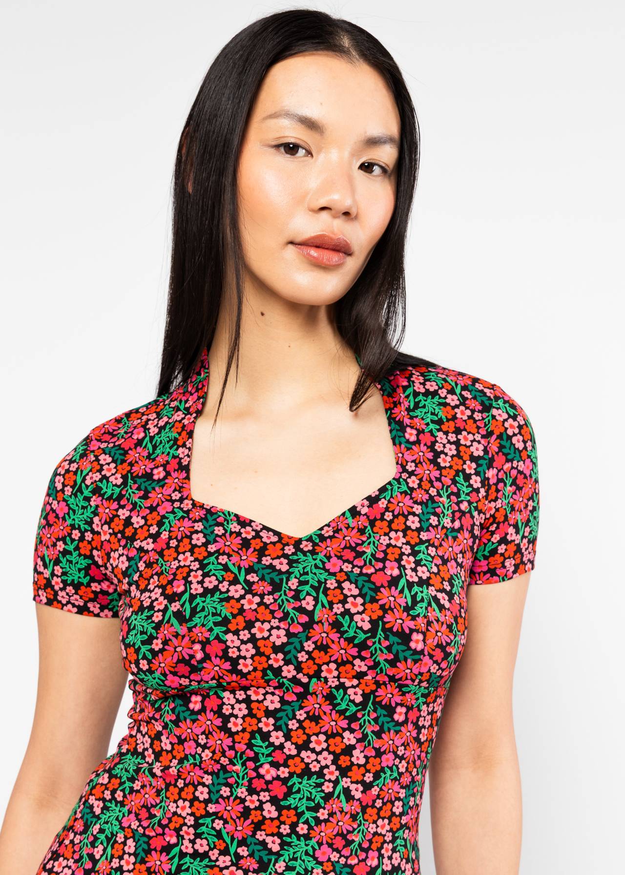 Blutsgeschwister Shirt "Pow Wow" rot/rosa geblümt