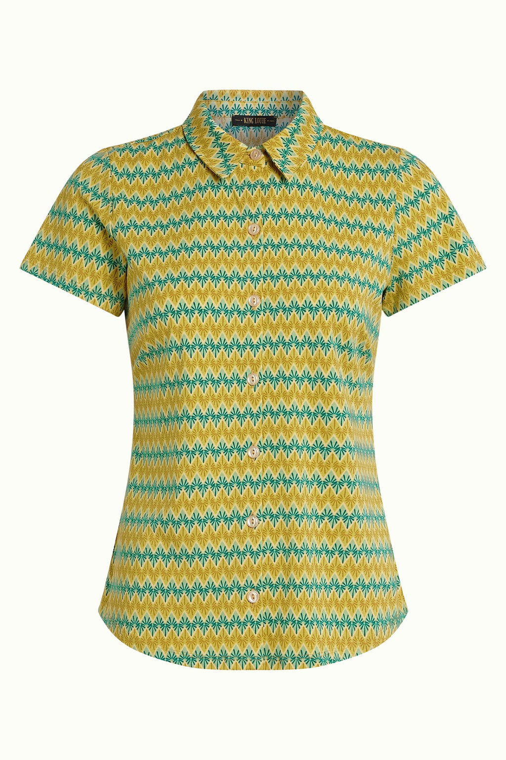 King Louie Bluse "Saro" gelb/grün gemustert