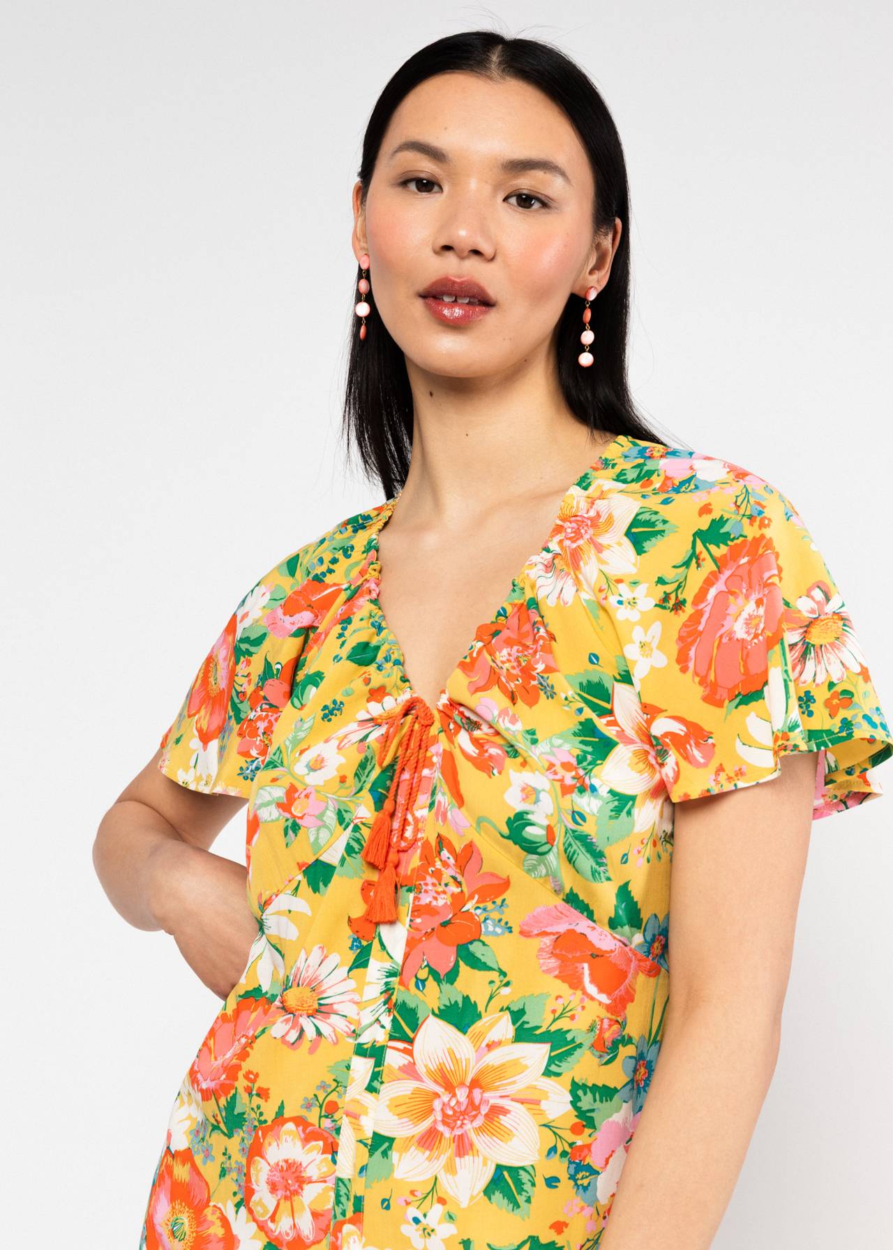 Blutsgeschwister Kleid "Sunset Goddess" gelb/ geblümt