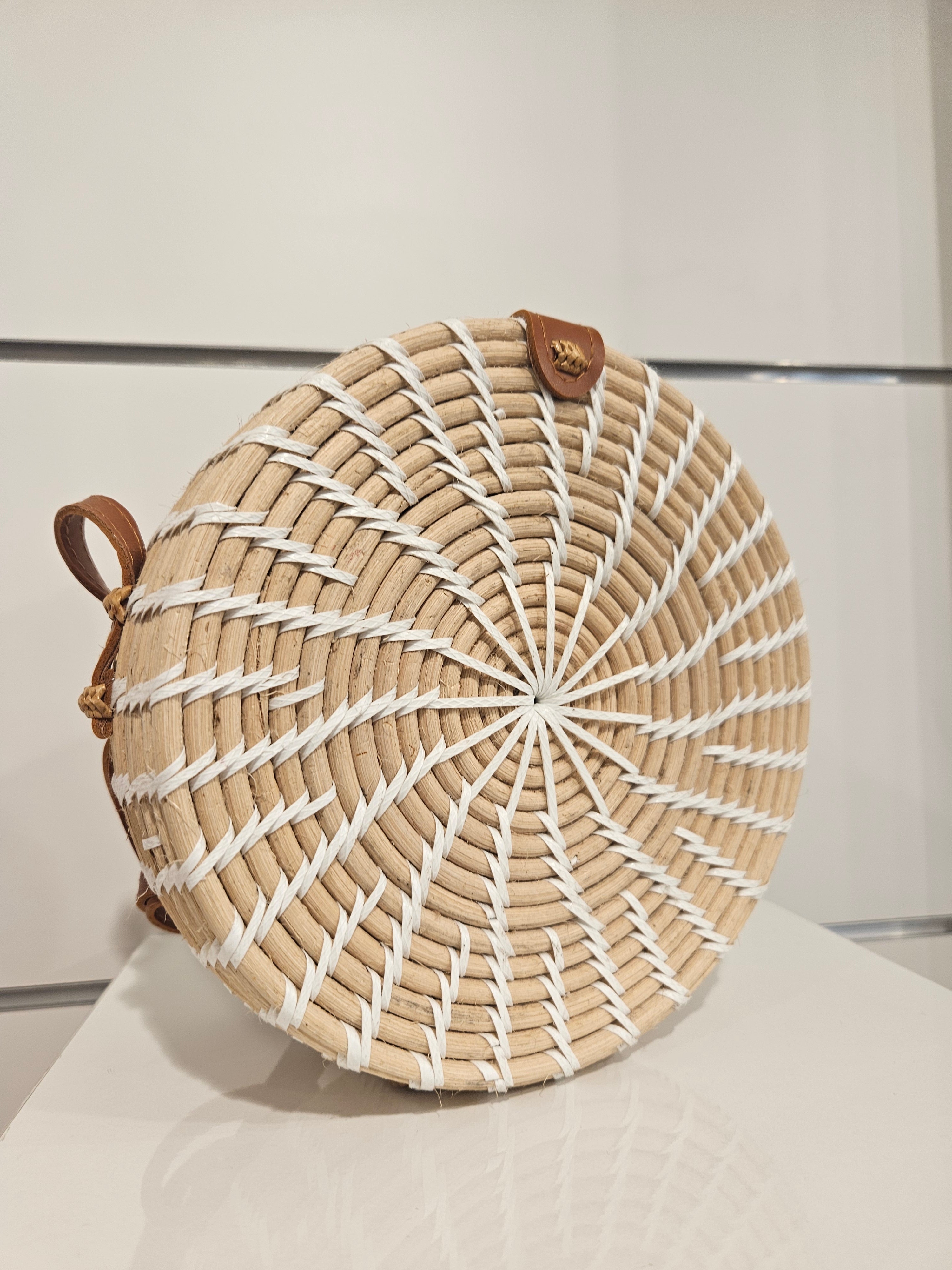 Korbtasche rund weiß/creme