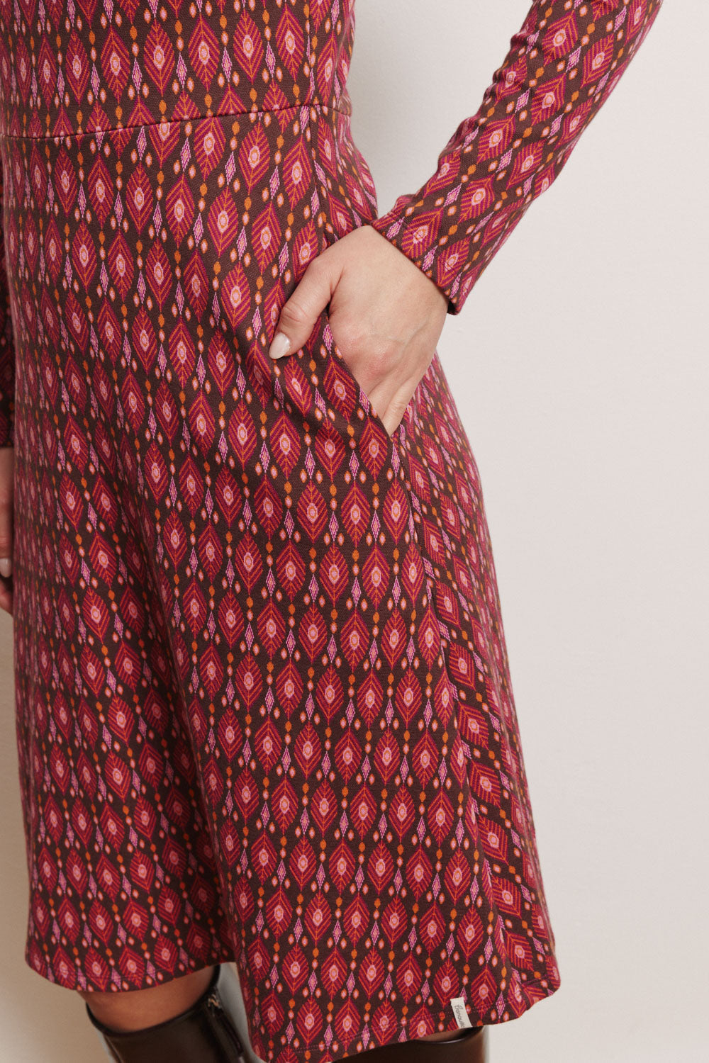 Tranquillo Kleid "Daisii" weinrot/gemustert