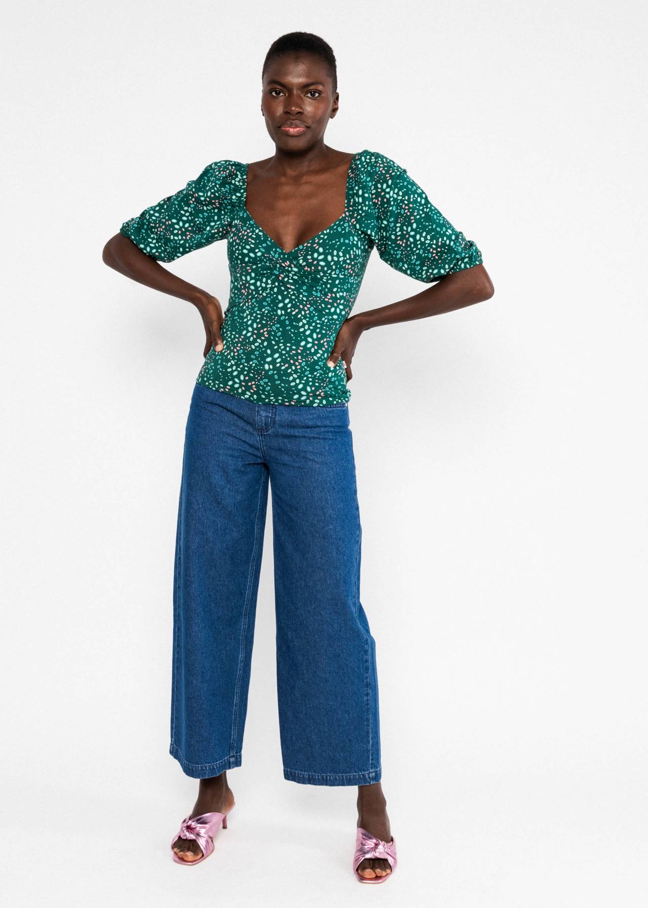 Blutsgeschwister Shirt "The Picnickeress" grün/gemustert