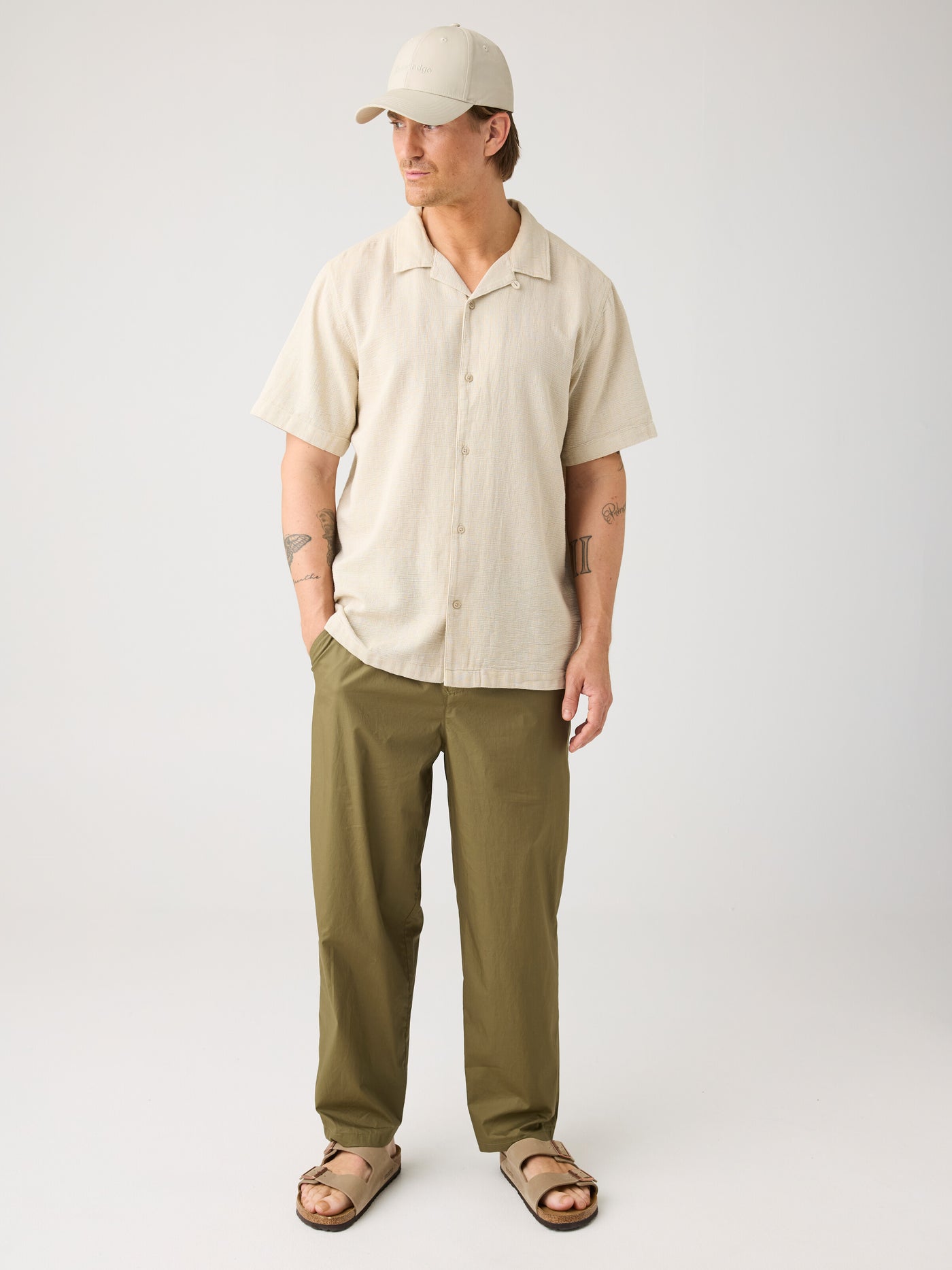 Knowledge Cotton Polo-Shirt aus Strick creme