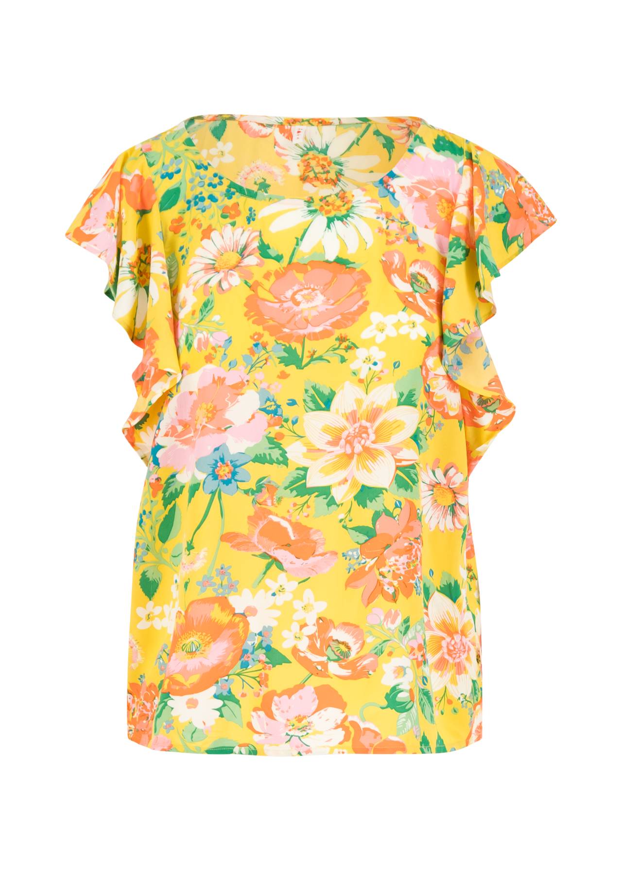 Blutsgeschwister Shirt "Lovebird's Wings" gelb/orange geblümt