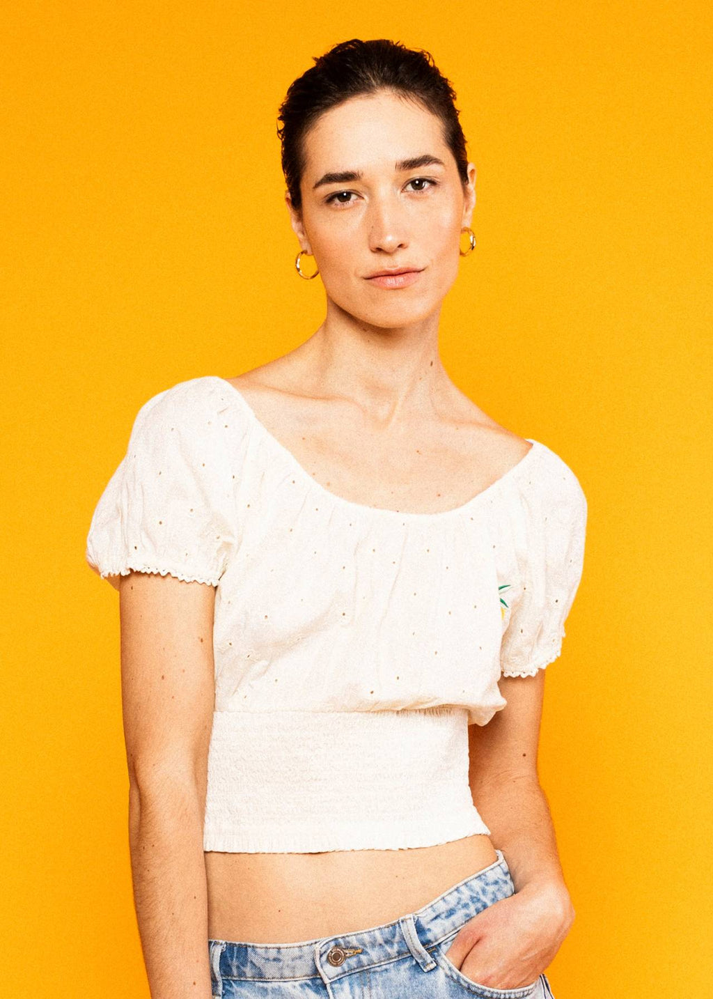 Blutsgeschwister Bluse "Truly in Love" creme/Zitrone