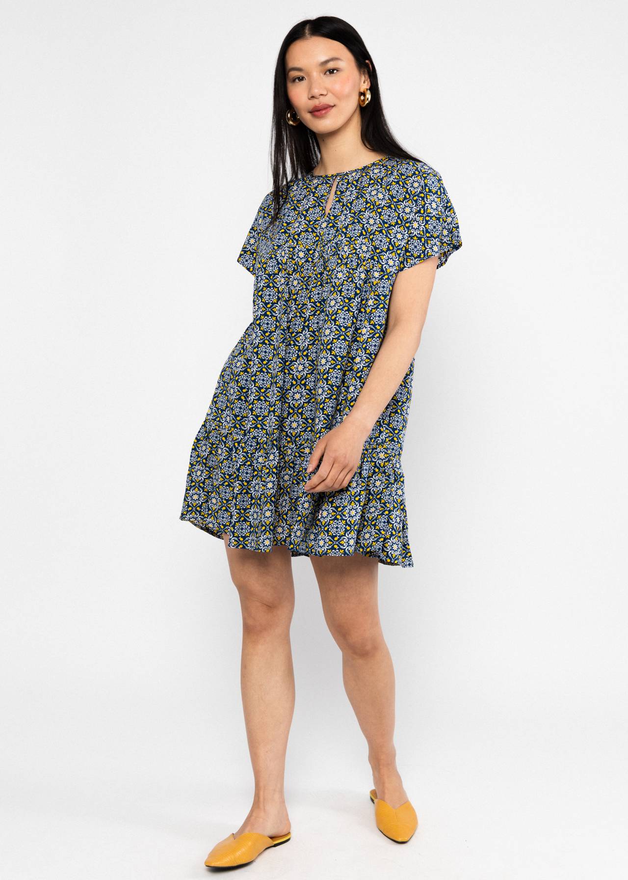 Blutsgeschwister Kleid "Seeds of Love" blau/gelb gemustert