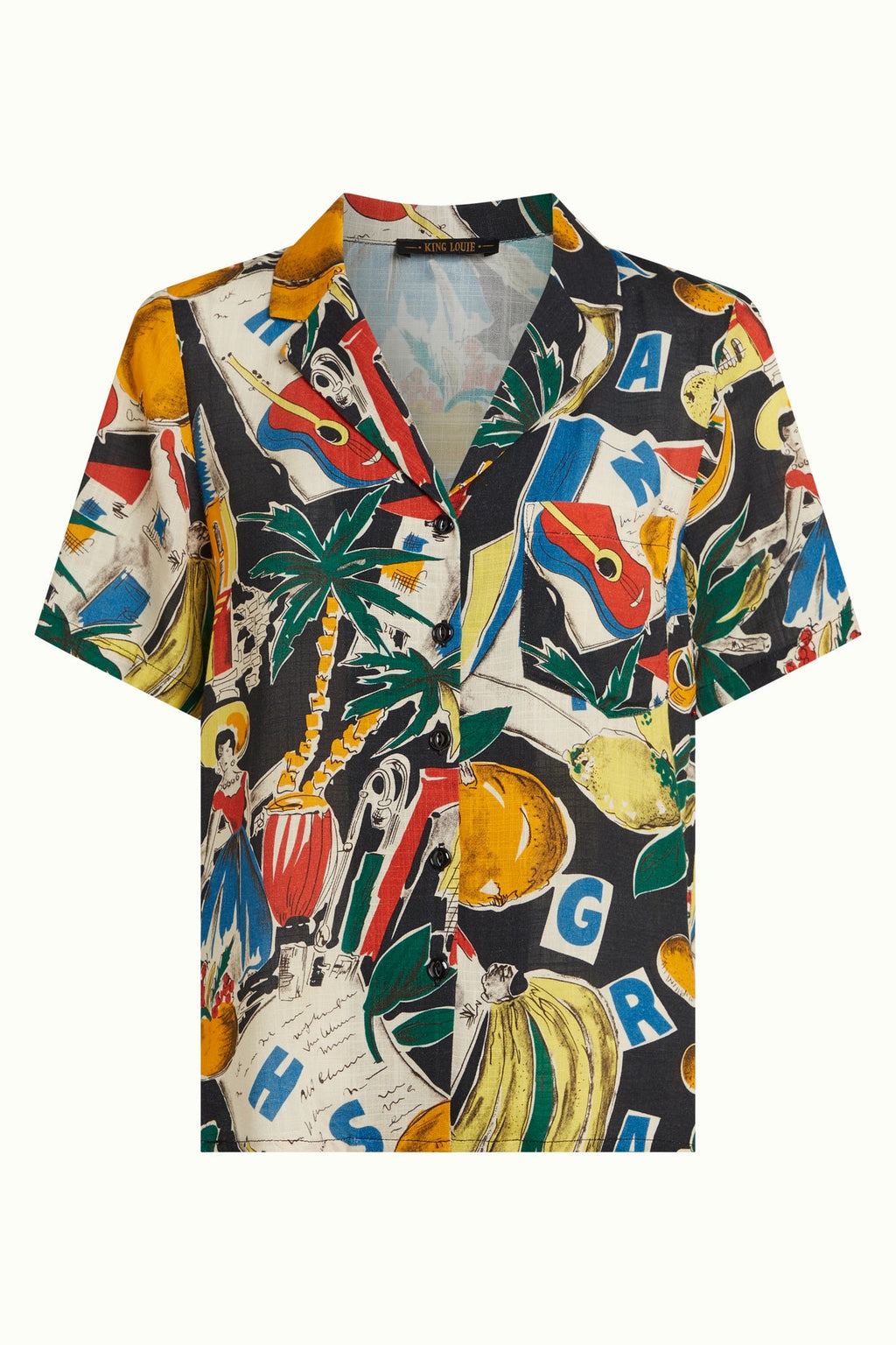 King Louie Bluse "Bella" bunt/gemustert