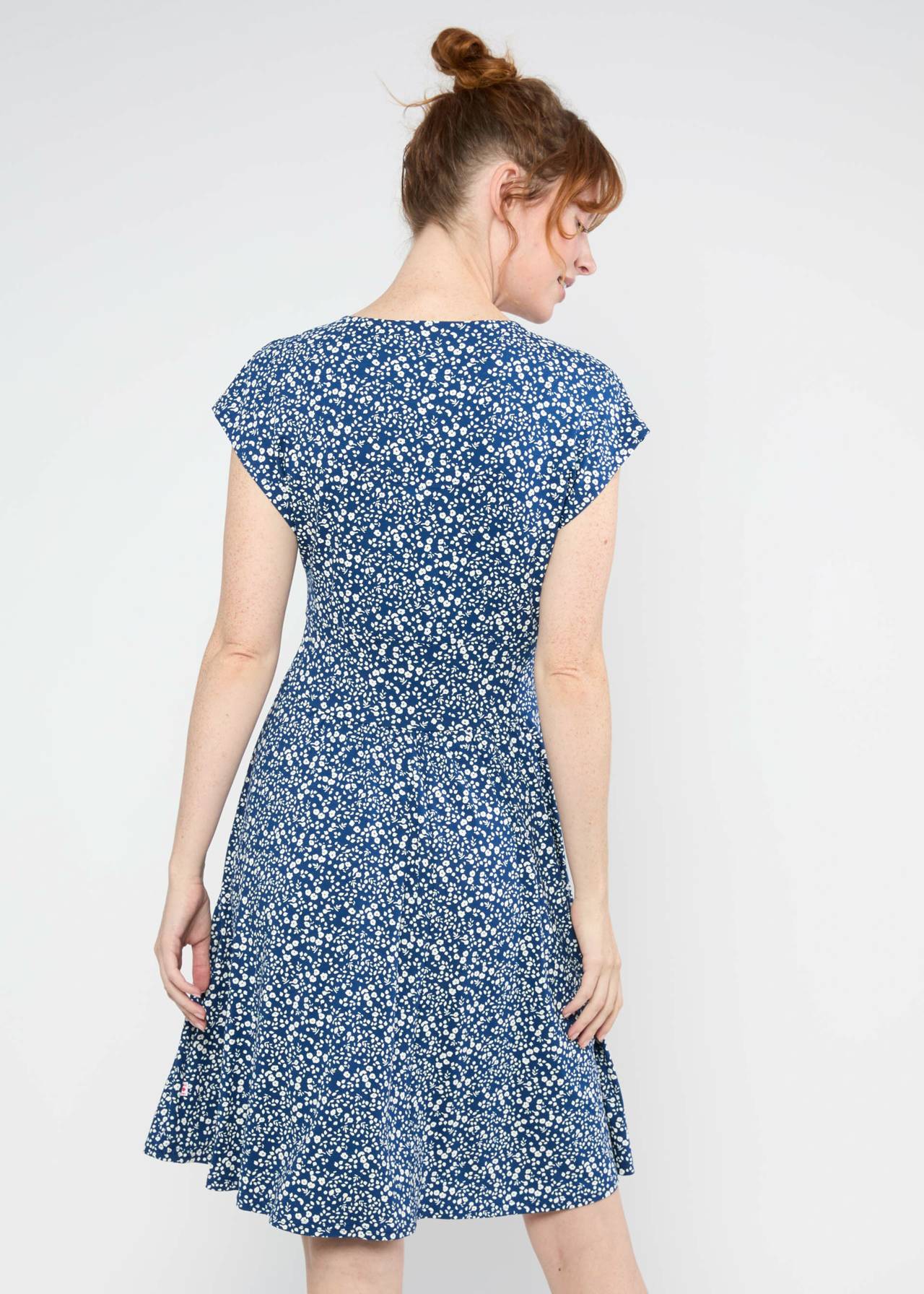 Blutsgeschwister Kleid "La vie est belle" blau/weiß geblümt