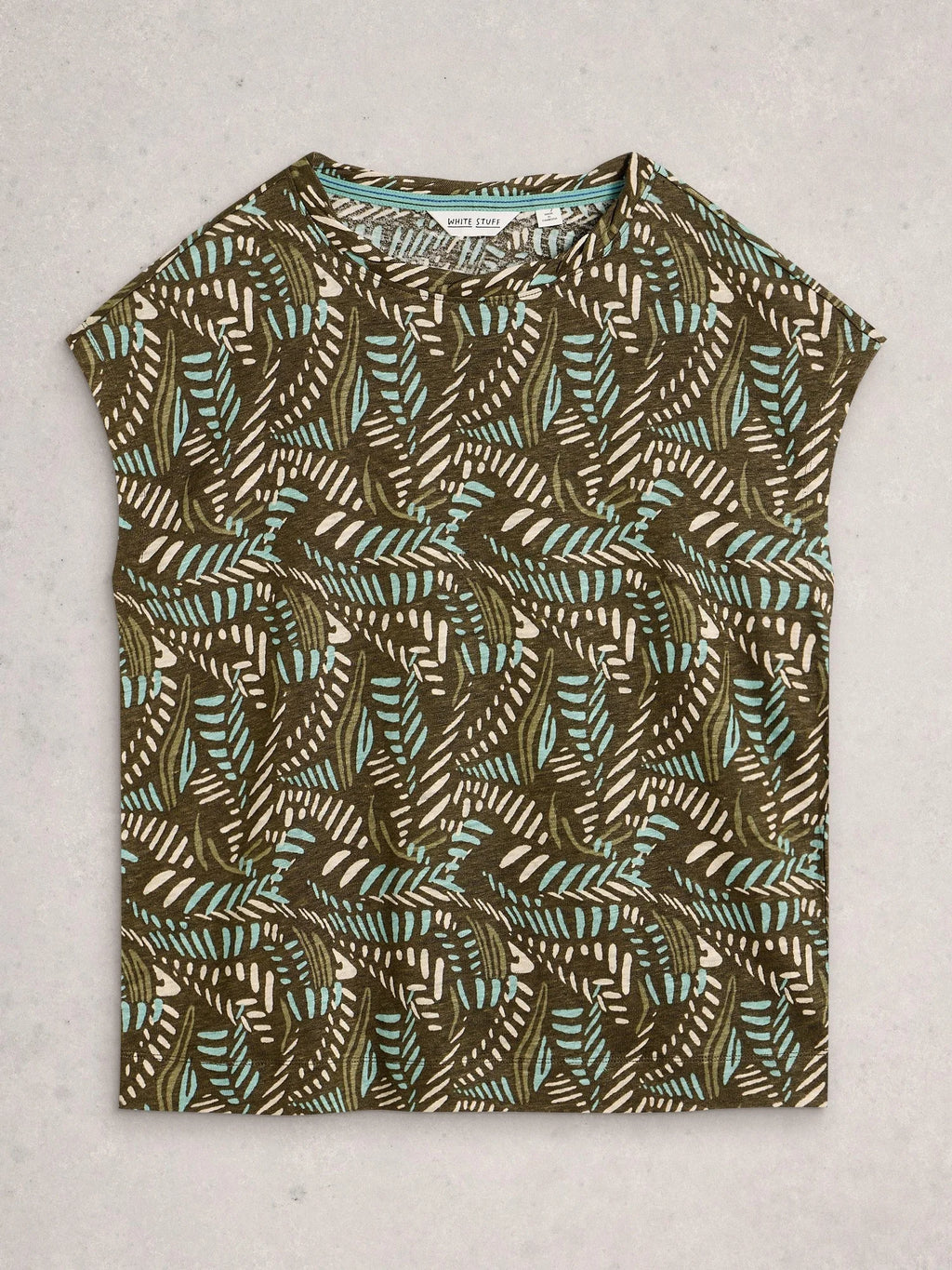White Stuff Shirt aus Leinen braun/grün/creme