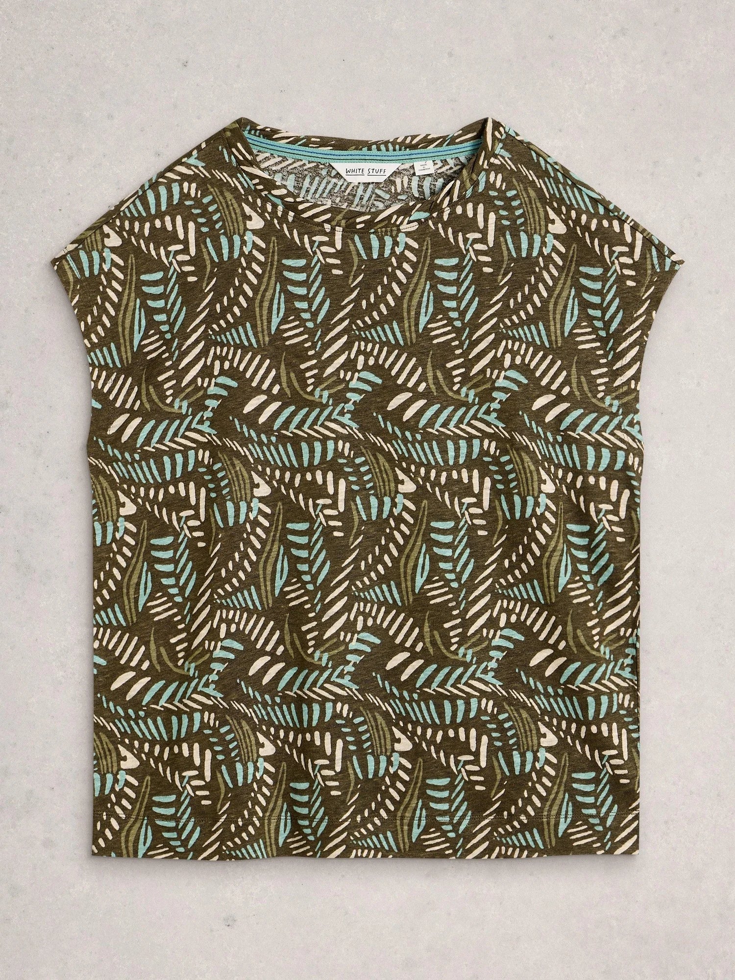 White Stuff Shirt aus Leinen braun/grün/creme