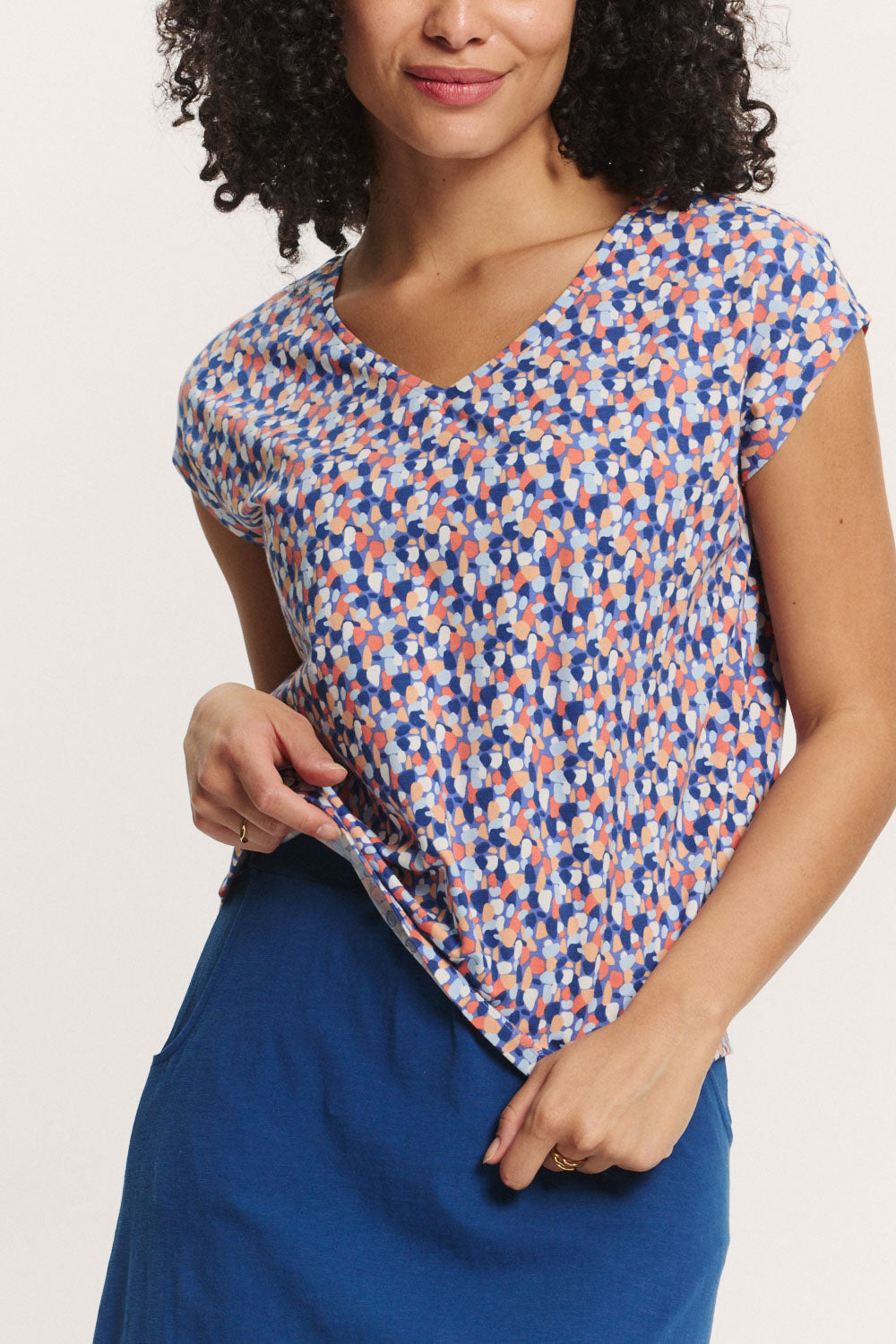Tranquillo Shirt "Elliin" blau/bunt gemustert