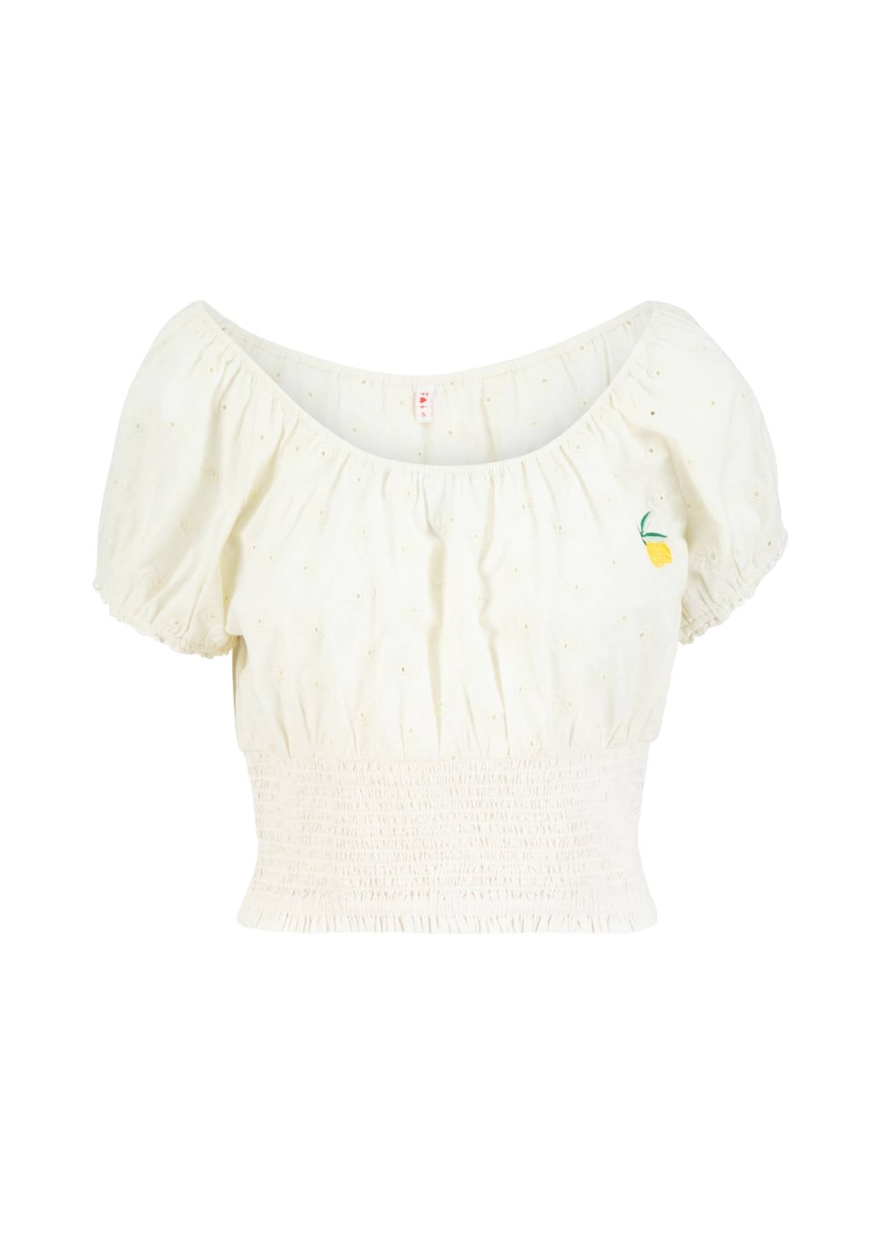 Blutsgeschwister Bluse "Truly in Love" creme/Zitrone