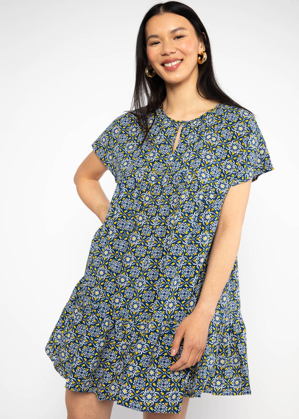 Blutsgeschwister Kleid "Seeds of Love" blau/gelb gemustert