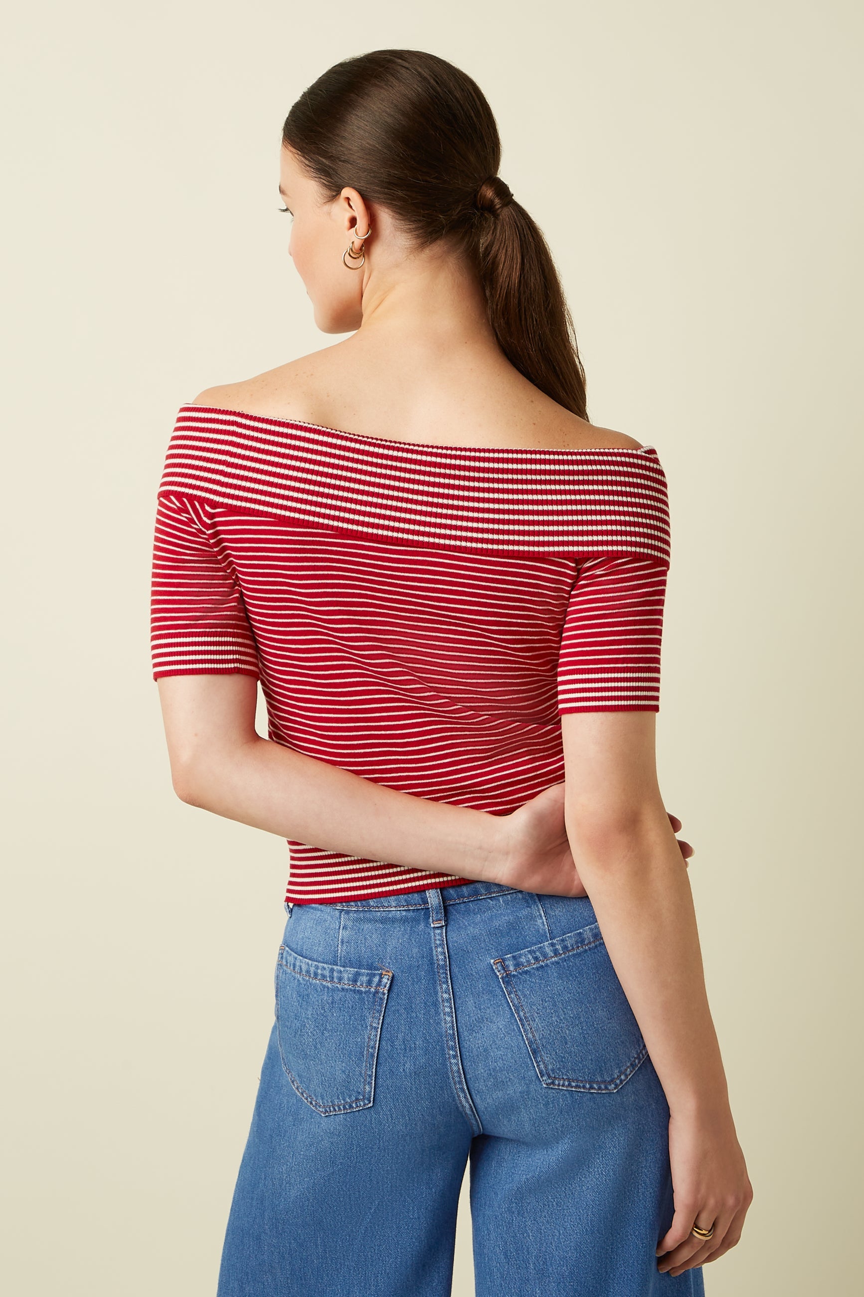 King Louie Pullover "Nives"  rot/weiß gestreift