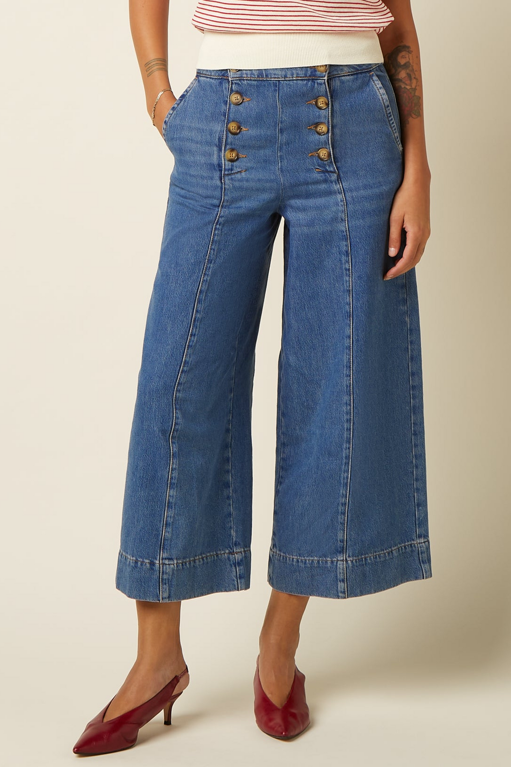 King Louie Hose "Sailor Culotte" blau