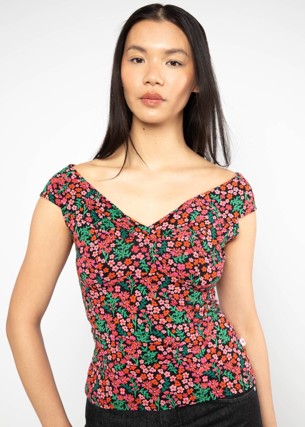 Blutsgeschwister Shirt "Sunkissed Lovebirds" rot/rosa geblümt