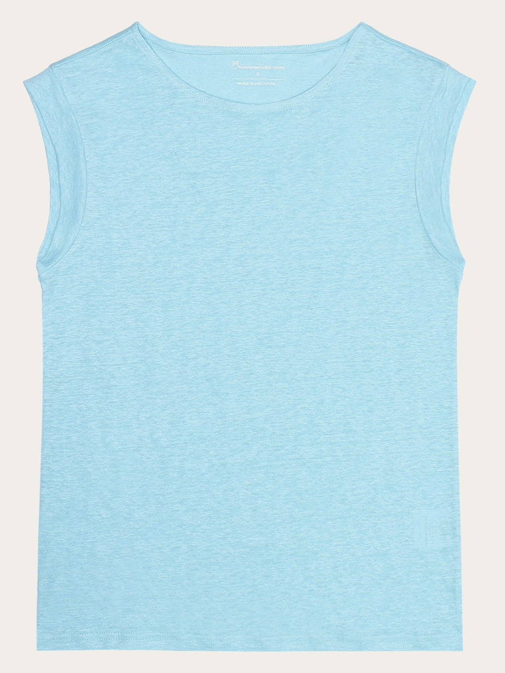 Knowledge Cotton Shirt aus Leinen hellblau/blau