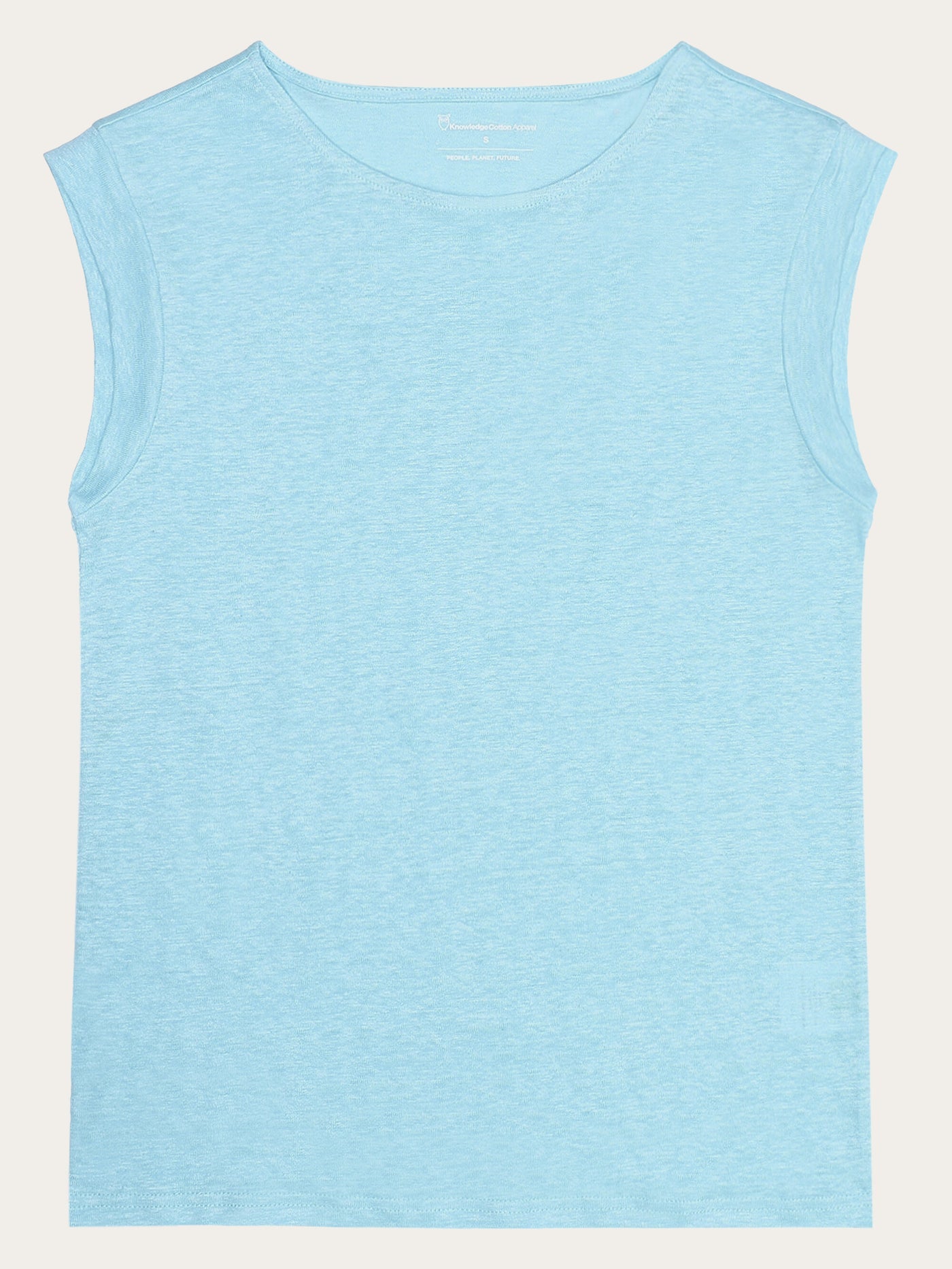 Knowledge Cotton Shirt aus Leinen hellblau/blau