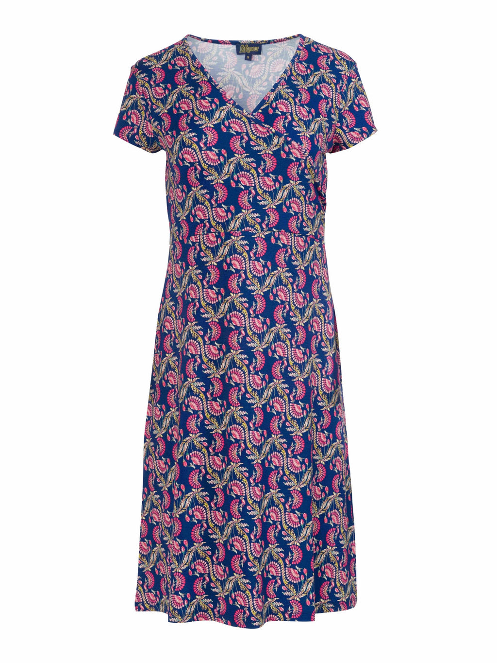 Lalamour Kleid "Crissy Cross" blau/pink gemustert