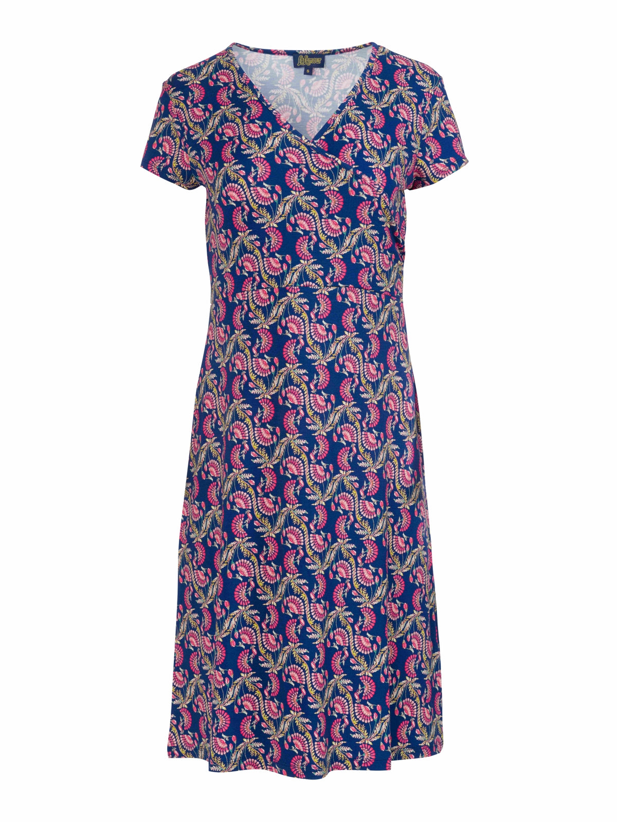 Lalamour Kleid "Crissy Cross" blau/pink gemustert