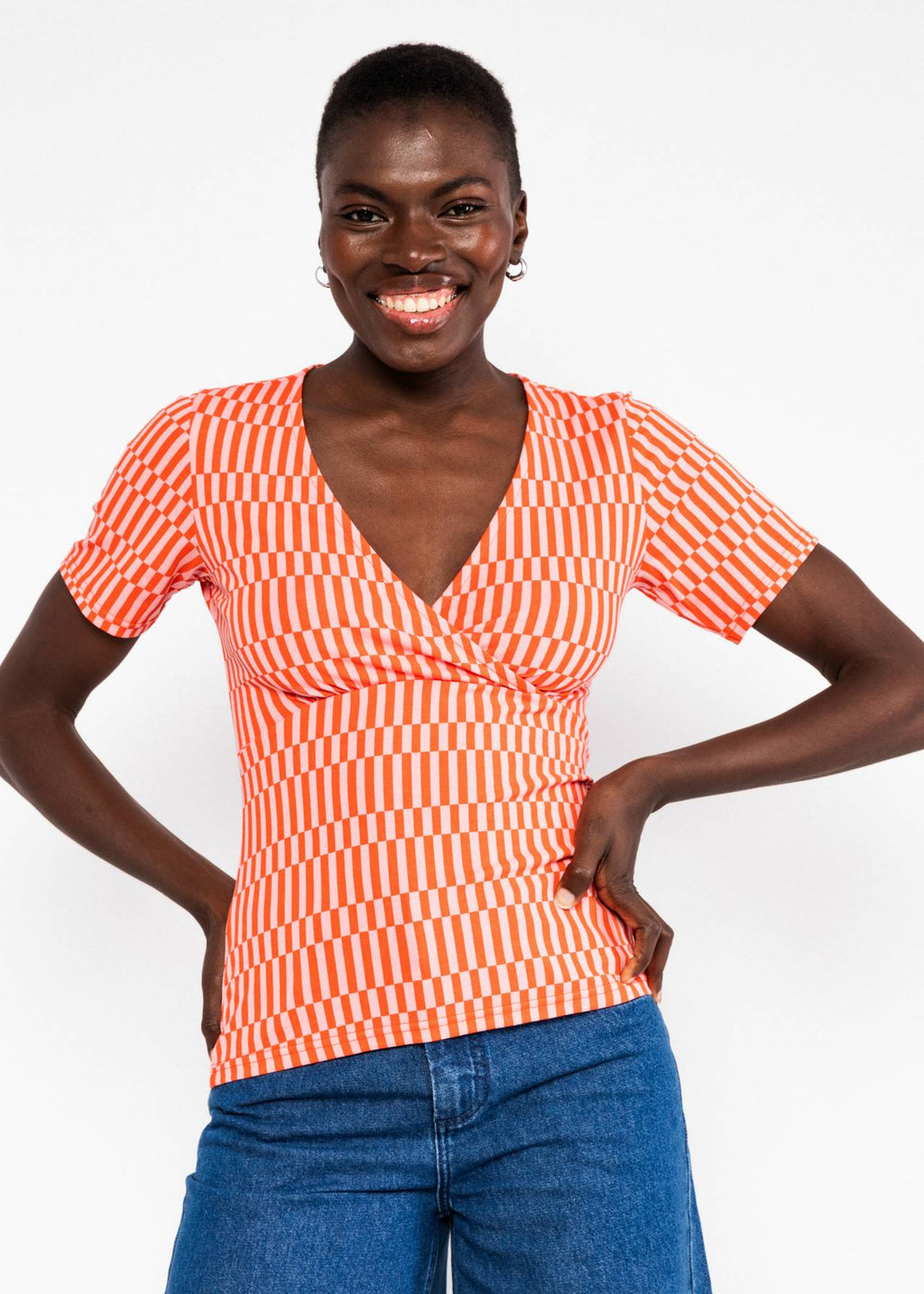 Blutsgeschwister Shirt "Mon Solei Cache" orange/rosa gemustert