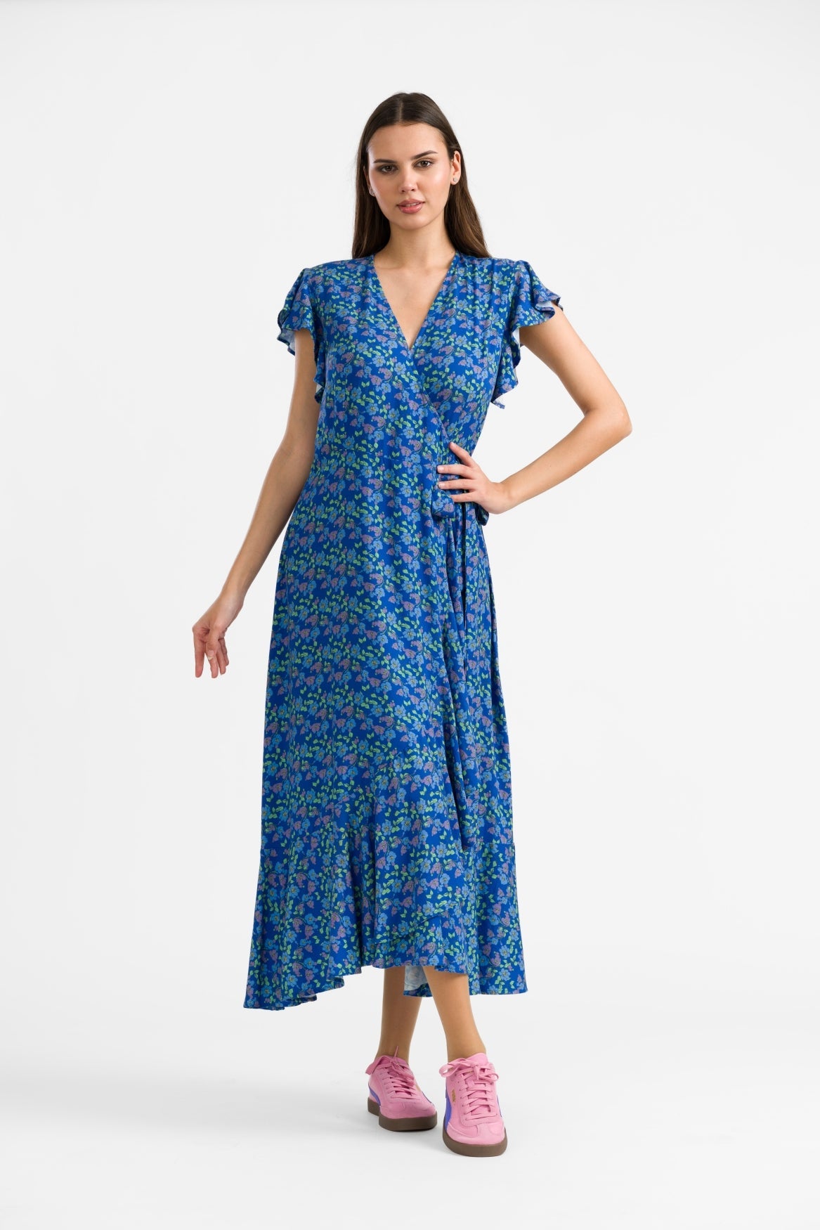 Lalamour Kleid "yara" blau/geblümt