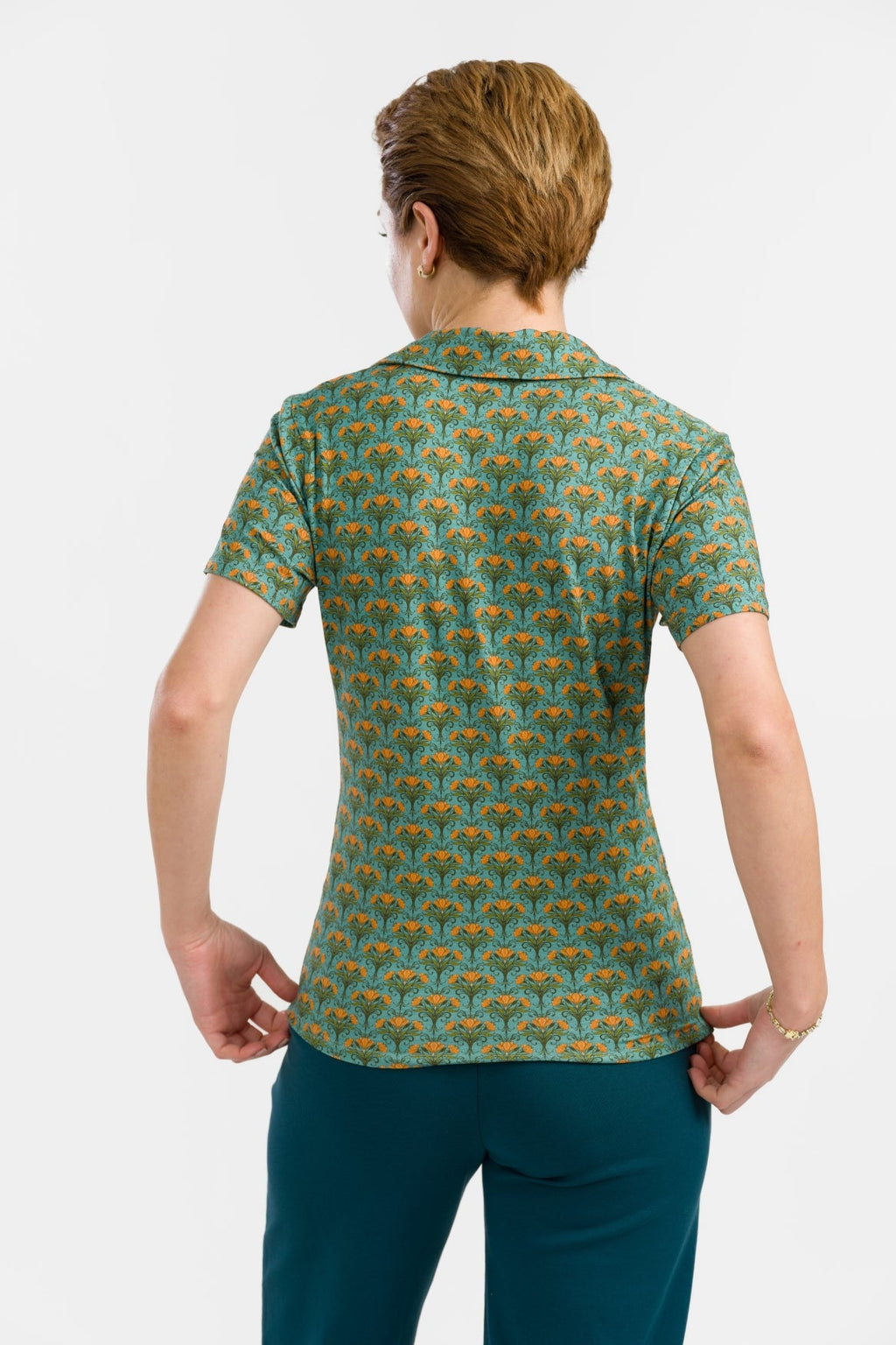 Lalamour Shirt "Suzy" grün/gelb geblümt