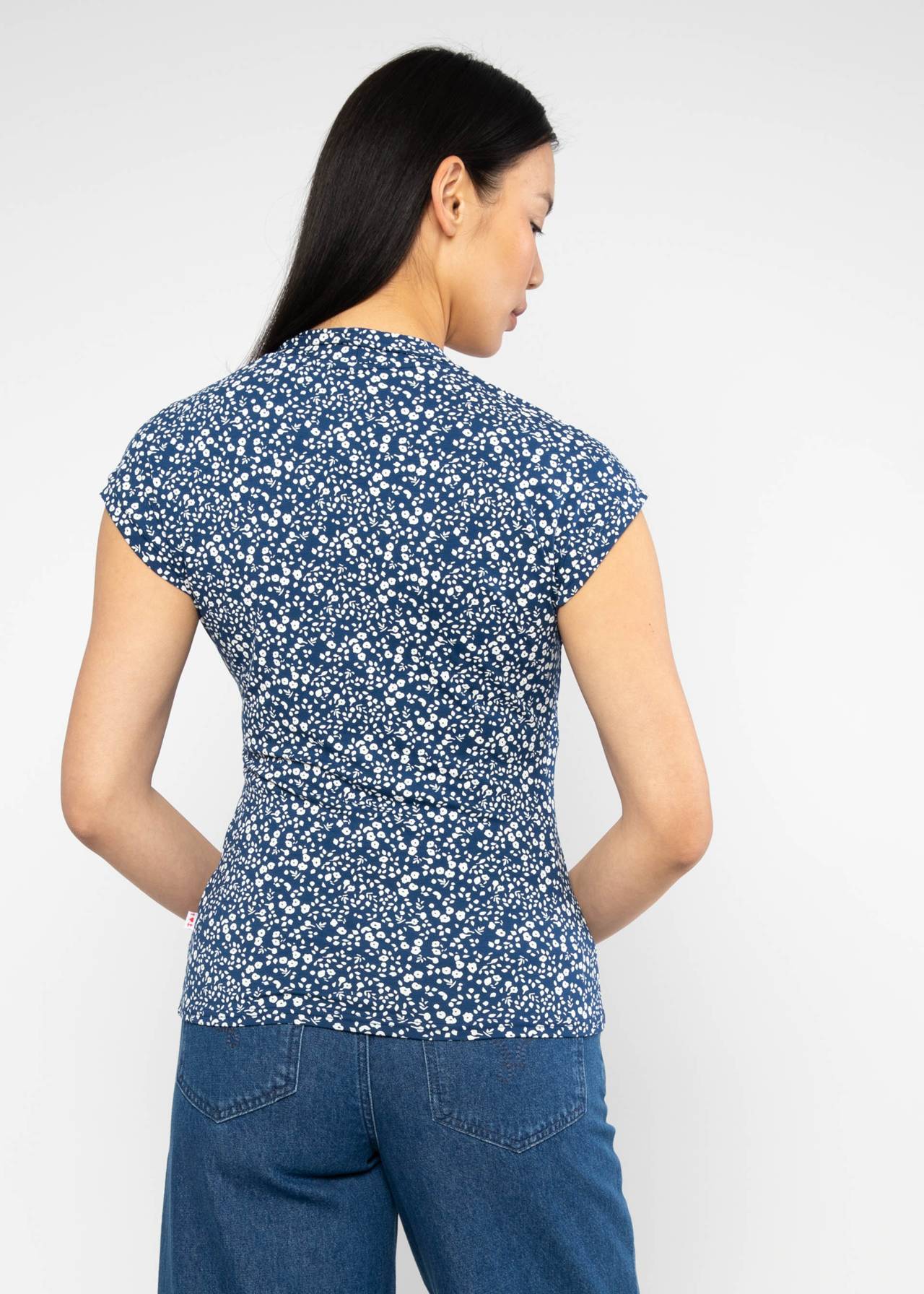 Blutsgeschwister Shirt "Mon Cher Cache-Coer" blau/weiß geblümt