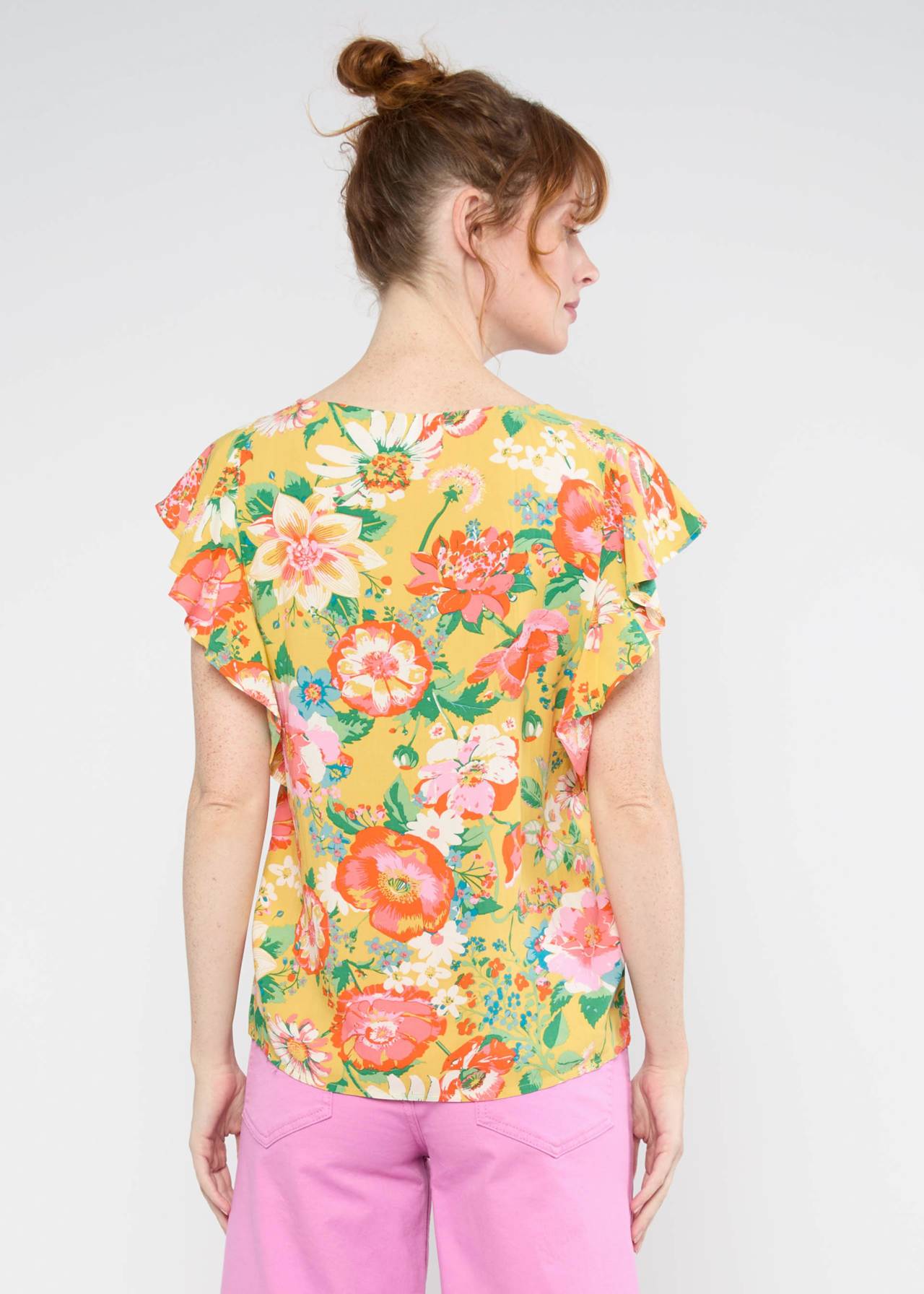 Blutsgeschwister Shirt "Lovebird's Wings" gelb/orange geblümt