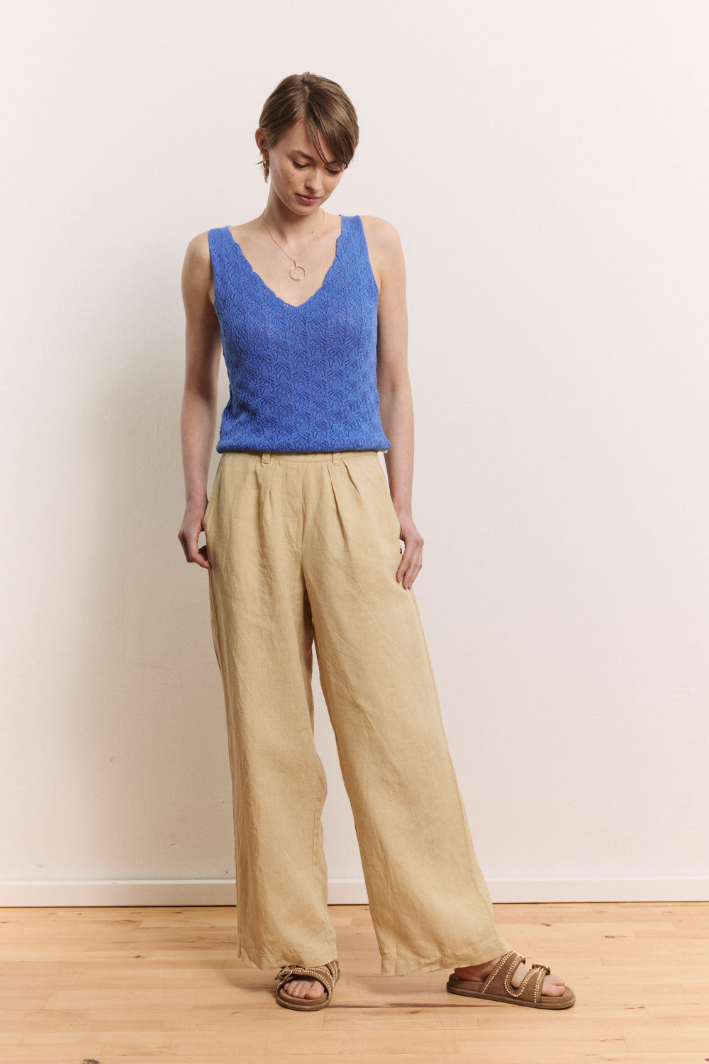 Tranquillo Hose aus Leinen "Rooxy" beige