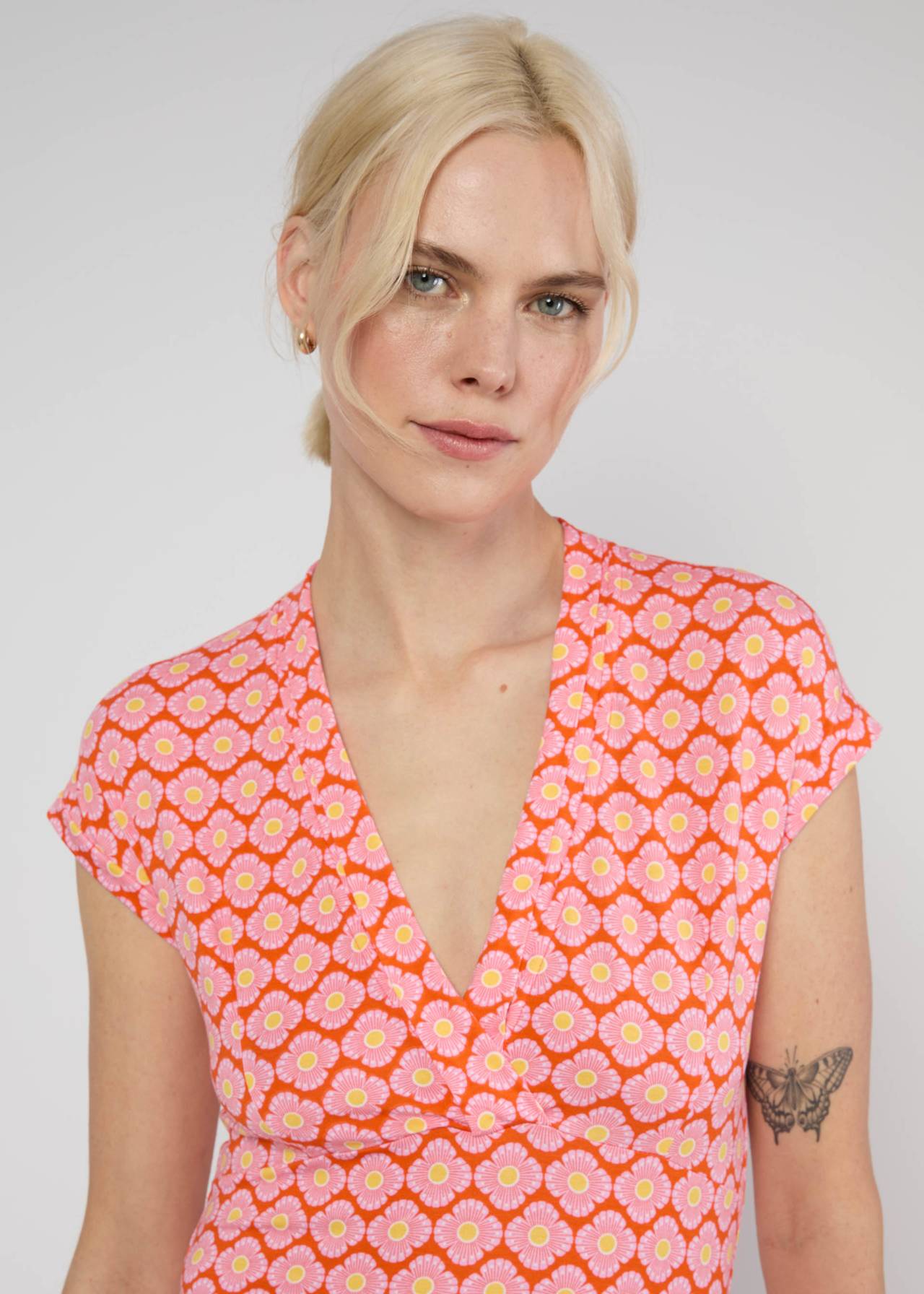 Blutsgeschwister Shirt "Mon Cher Cache-Coer" orange/gelb geblümt