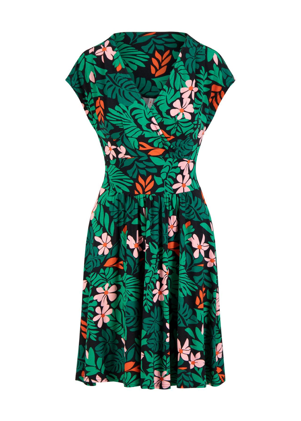 Blutsgeschwister Kleid "La vie est belle" schwarz/grün  gemustert