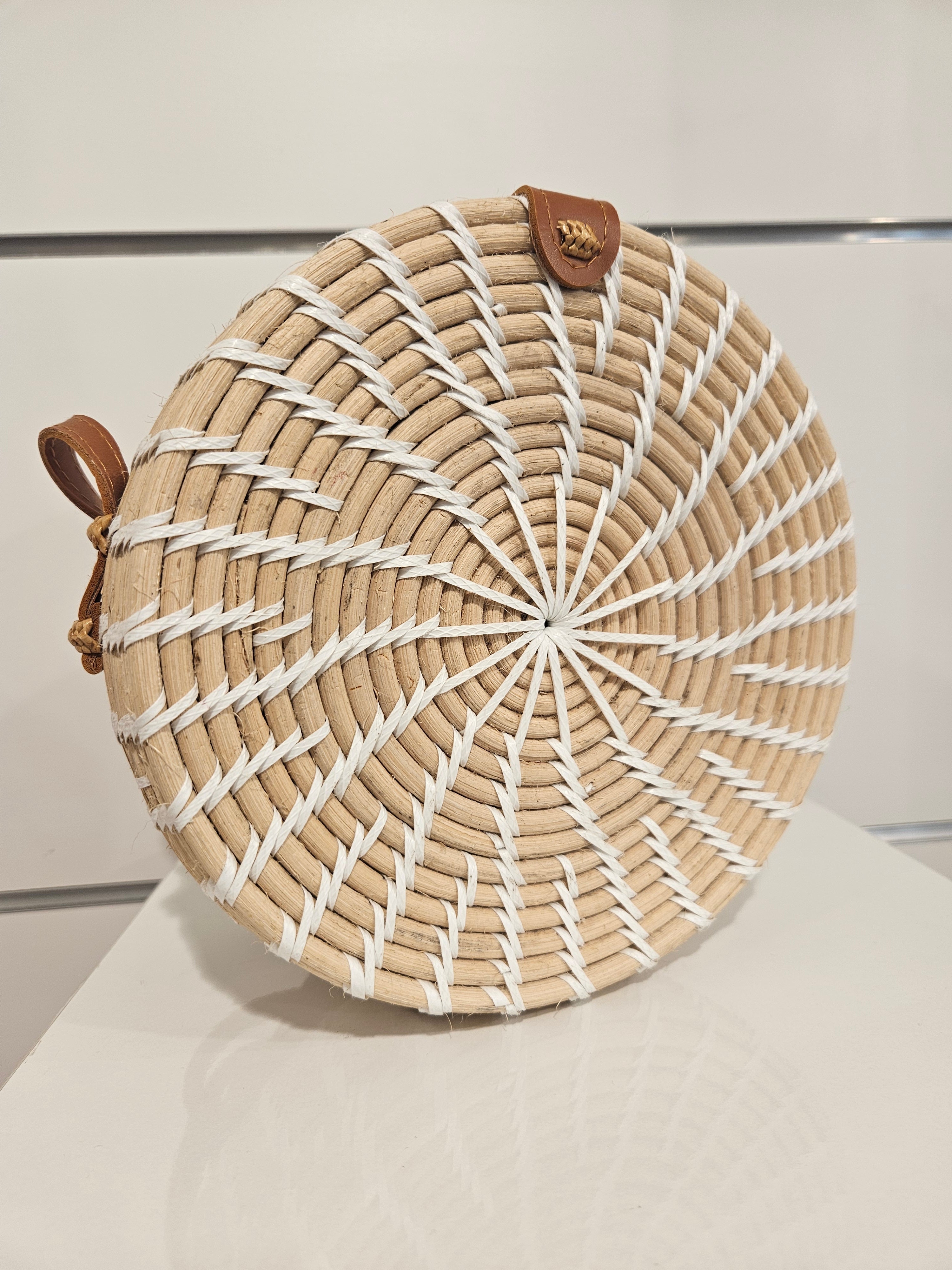 Korbtasche rund weiß/creme