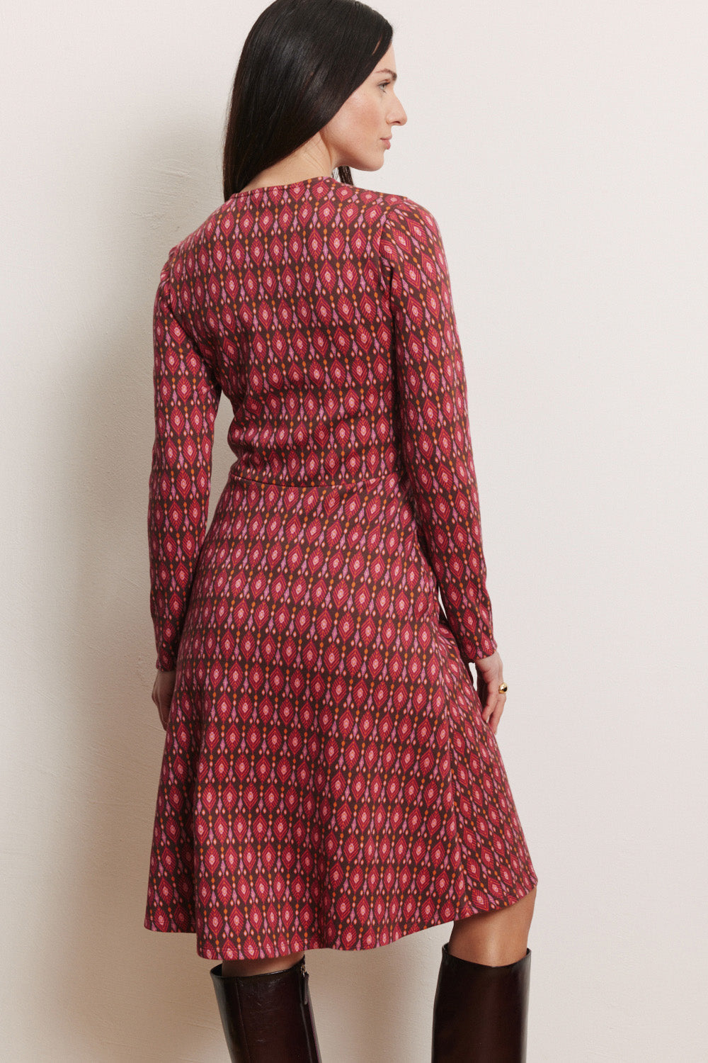 Tranquillo Kleid "Daisii" weinrot/gemustert