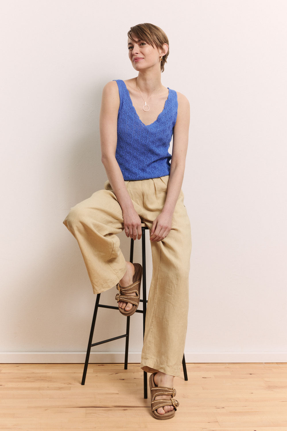 Tranquillo Hose aus Leinen "Rooxy" beige